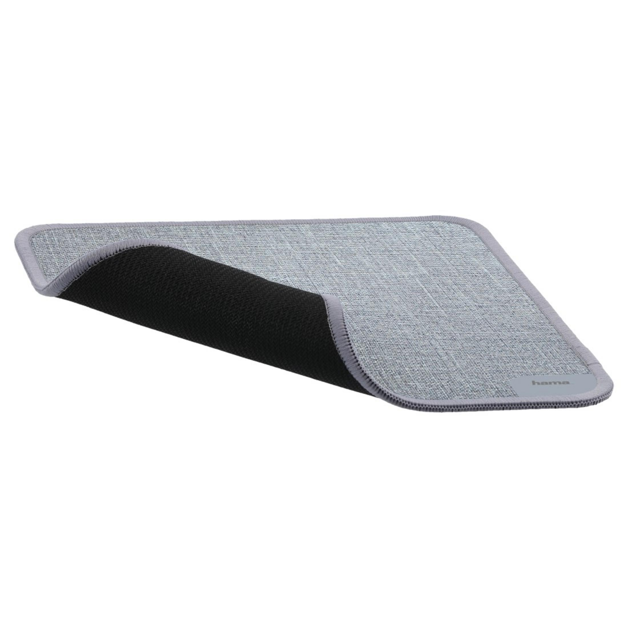 Graues Mauspad, schwarze Unterseite sichtbar. Graue Kante, weißer Hintergrund.