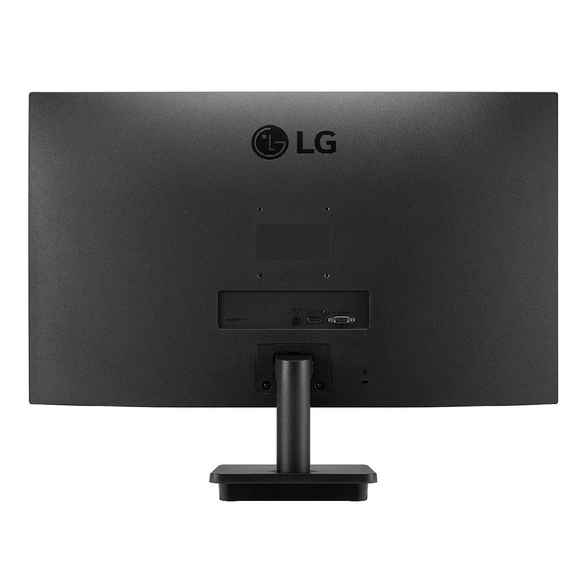 Retro di un monitor LG. Porte visibili in basso. Logo LG in alto al centro.
