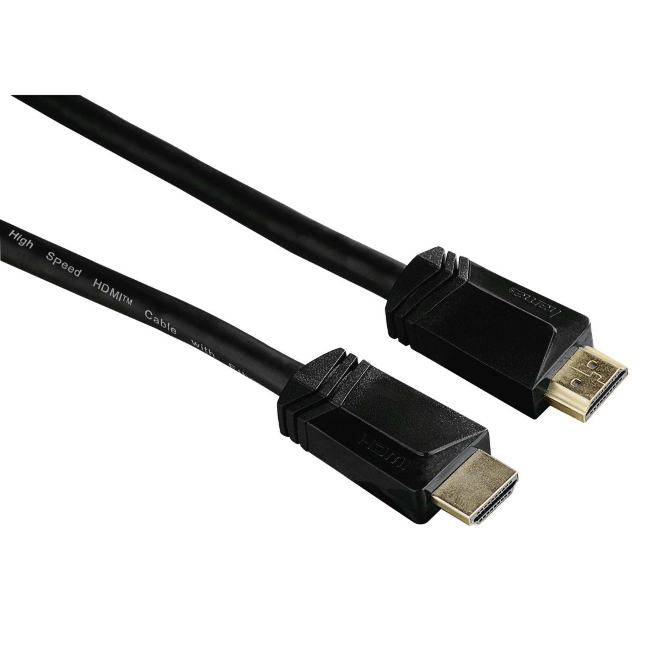 Schwarzes HDMI-Kabel mit Anschlüssen an beiden Enden.
