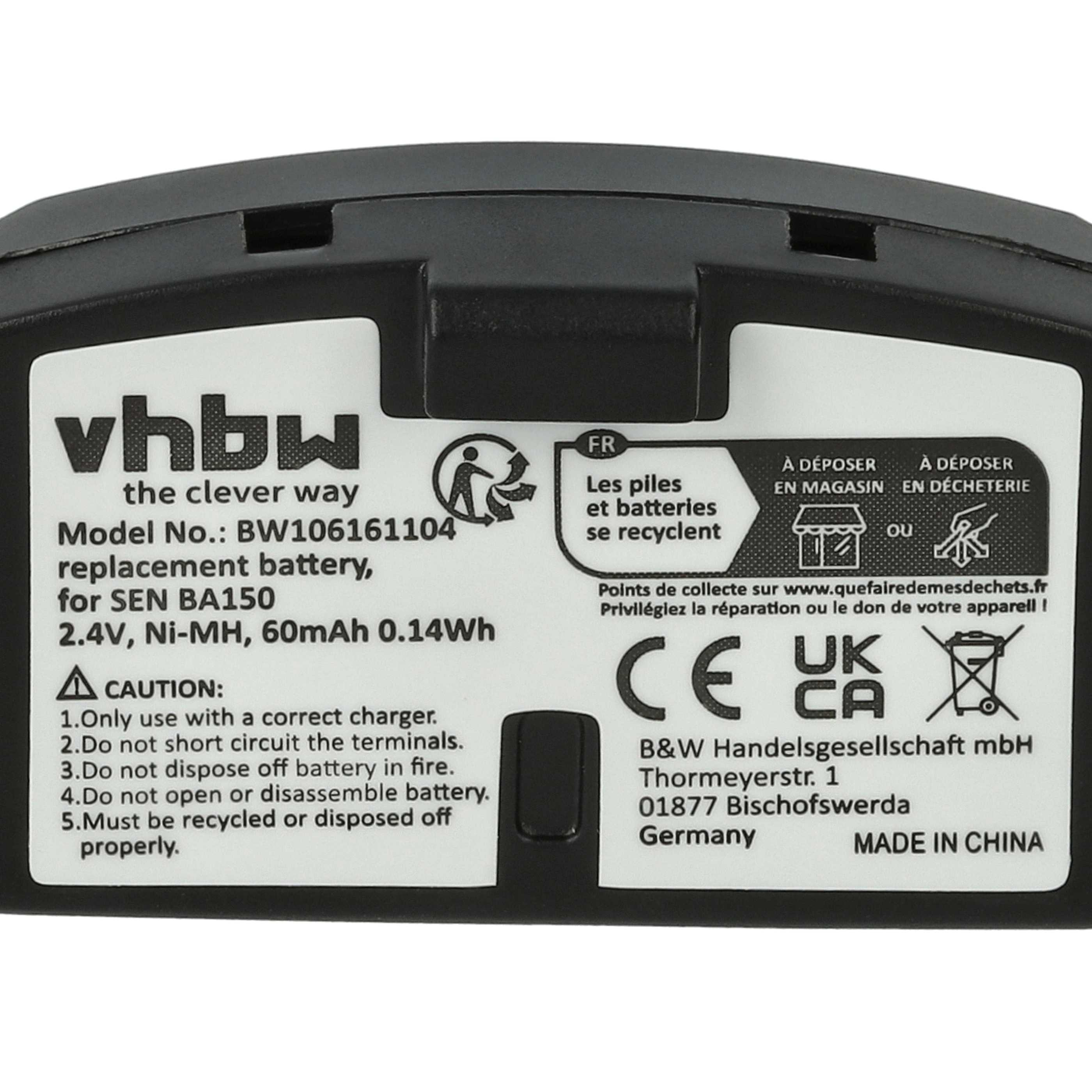 Schwarze Batterie mit Text und einem Recycling-Symbol. Weißer Hintergrund.