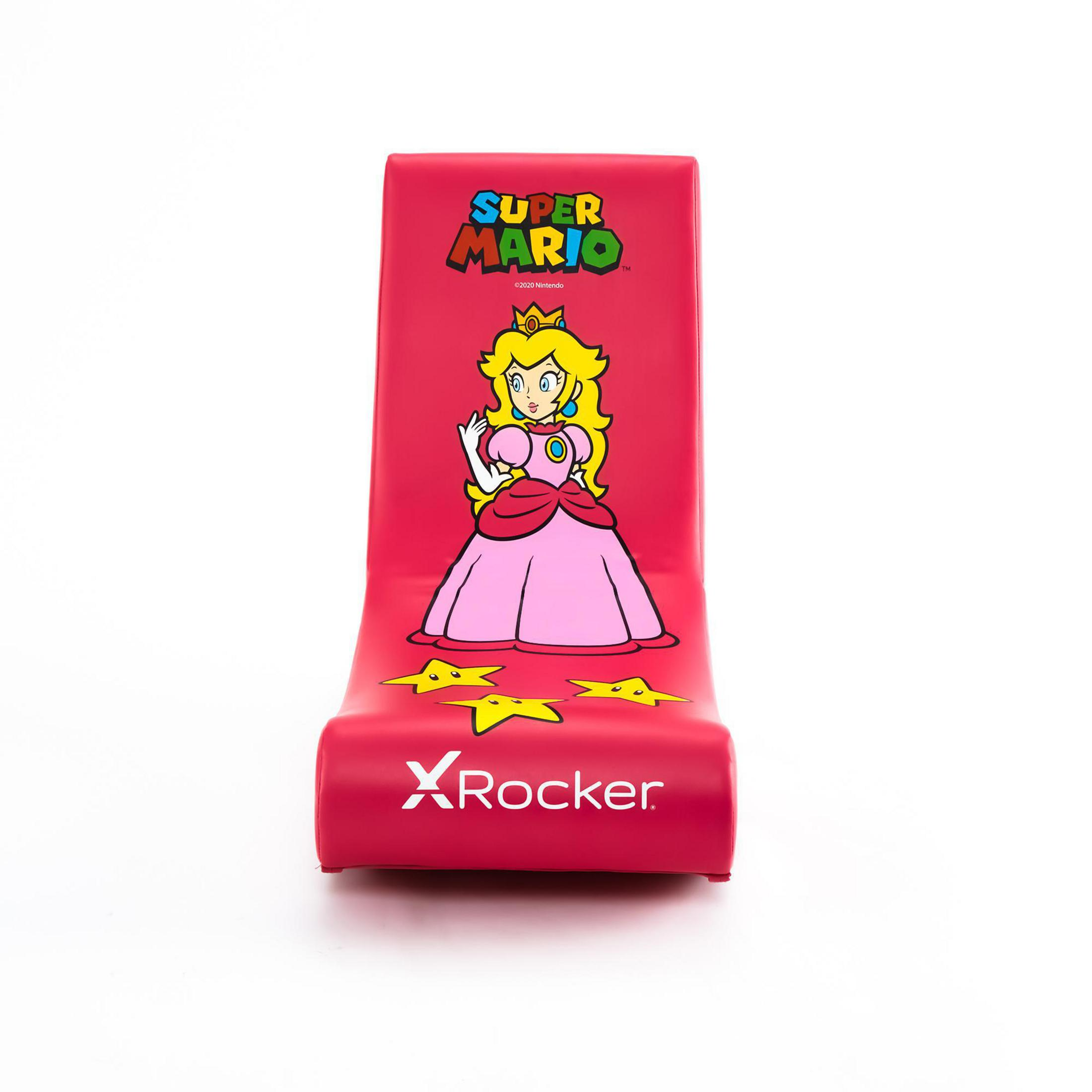 Silla roja de Super Mario con ilustración de la Princesa Peach y logo XRockers.