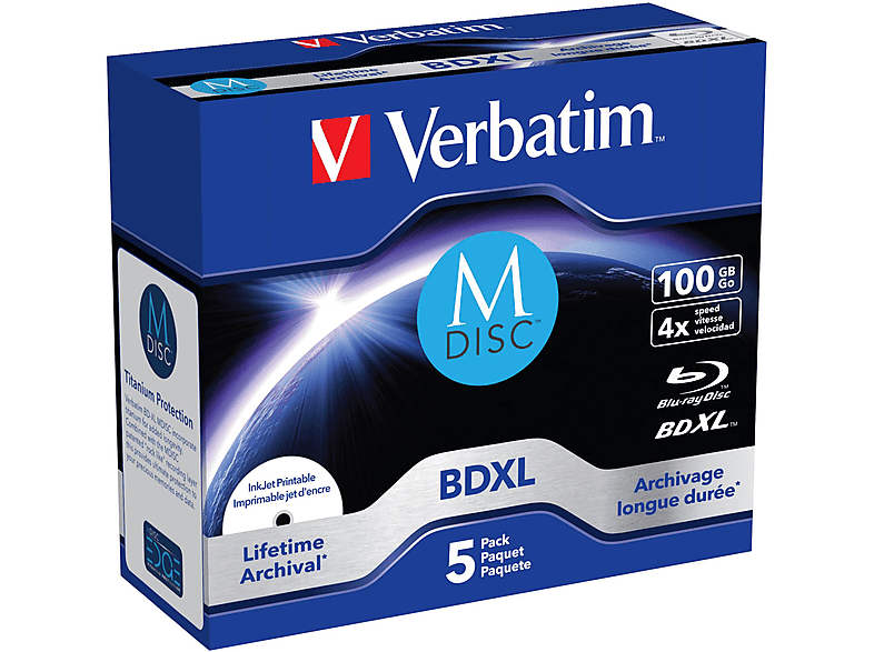 VERBATIM 43834 M-DISC BLU-RAY BD-R 100GB 5ER JC Rohling