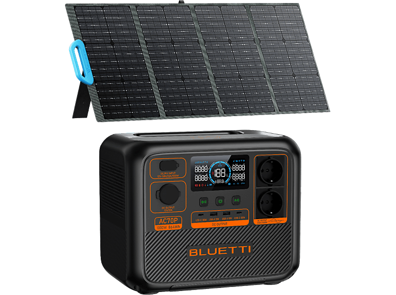 Estación de energía - BLUETTI AC70P con PV120S,Actualización AC70