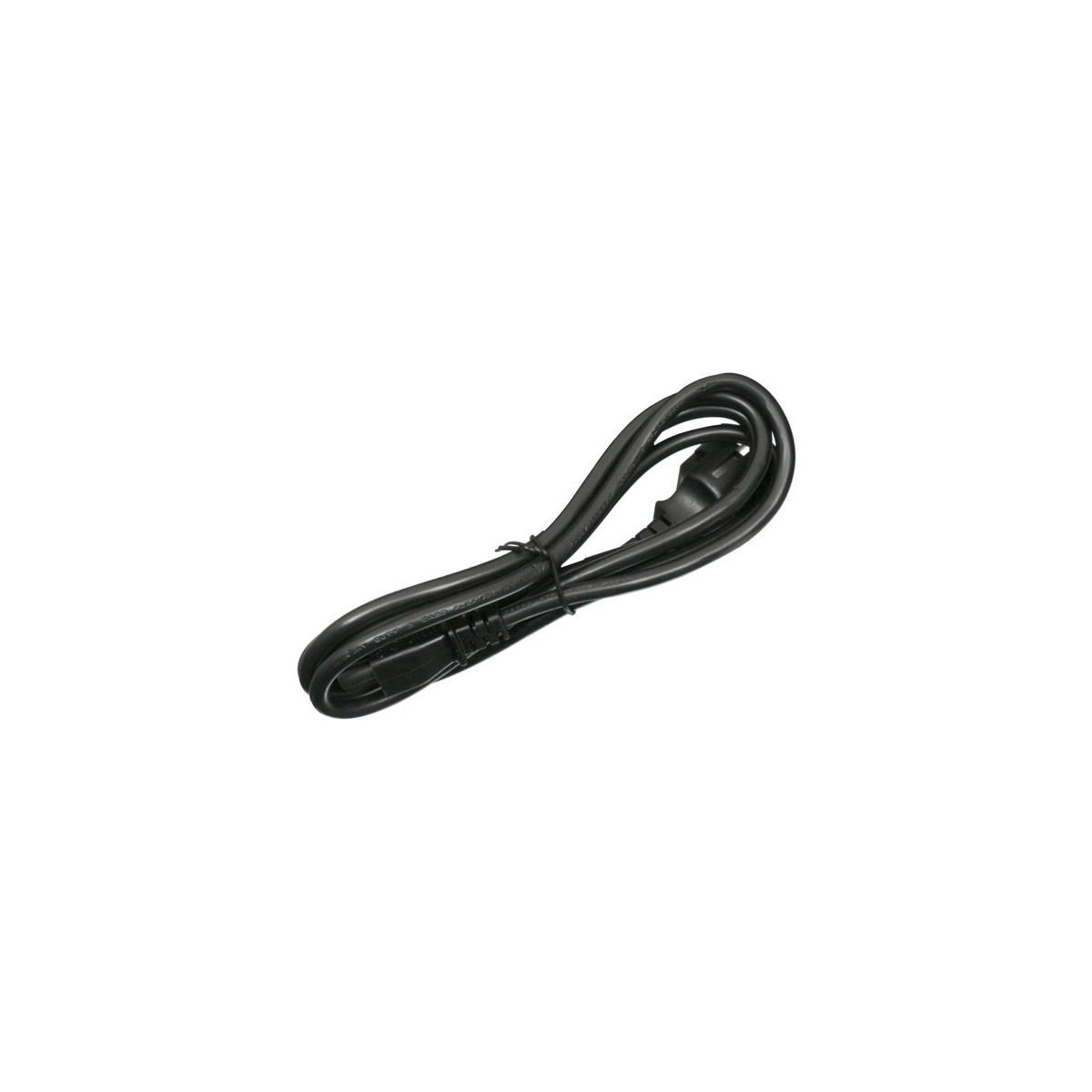Schwarzes Netzkabel. Das Kabel ist aufgerollt. Weißer Hintergrund.