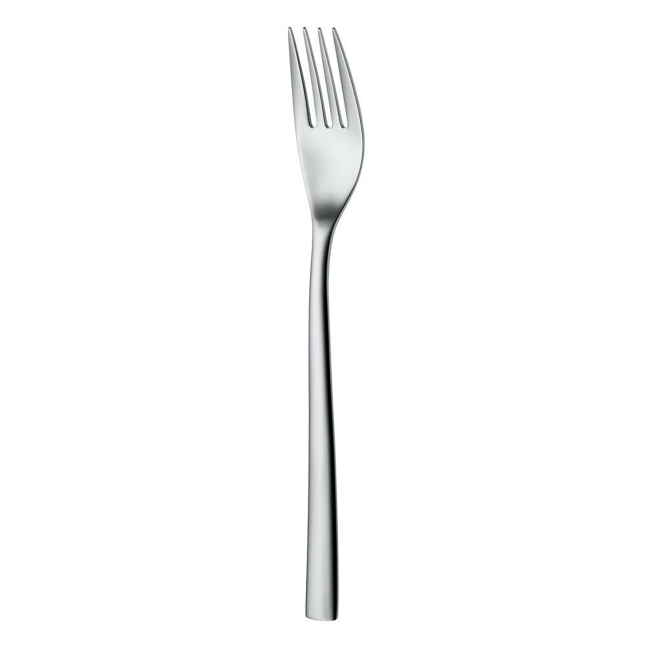 Eine silberne Gabel mit elegantem Design auf weißem Hintergrund, isoliert.