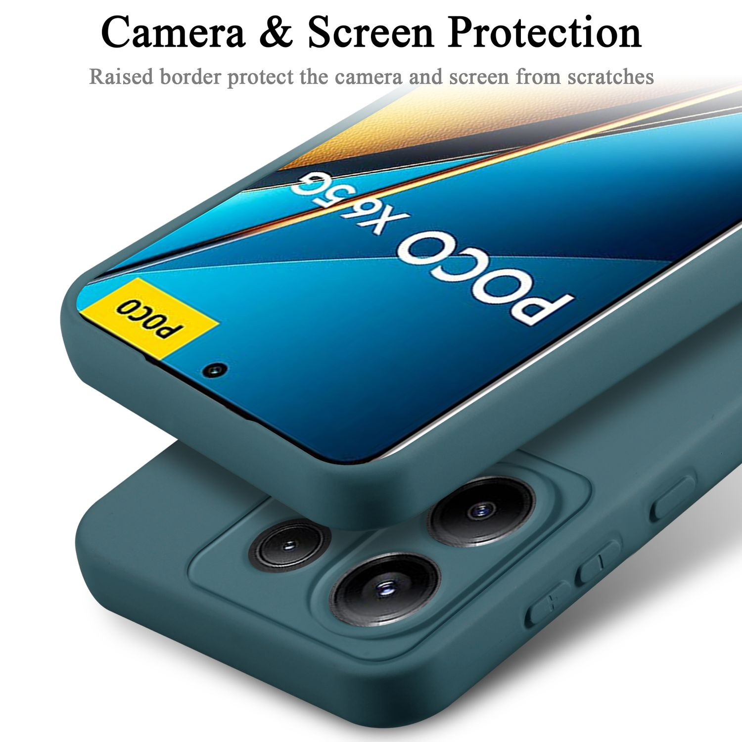 Due custodie per telefono, una sopra l'altra, con lo schermo del telefono che mostra la fotocamera.