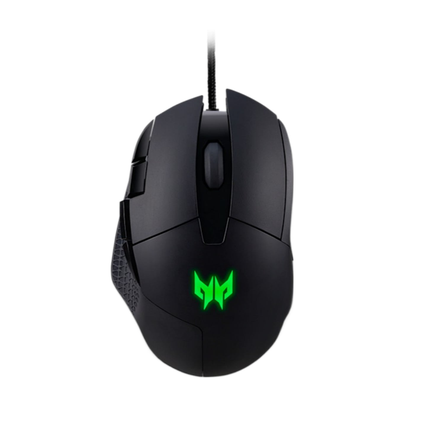 Czarna mysz komputerowa z zielonym logo.