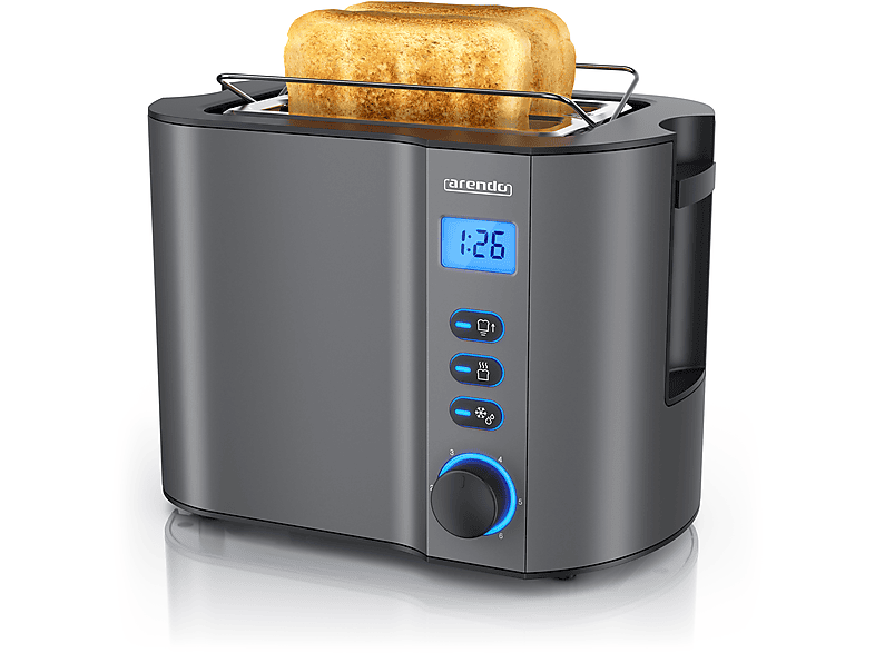 ARENDO 2-Scheiben Toaster grau (800 Watt, Schlitze: 2)