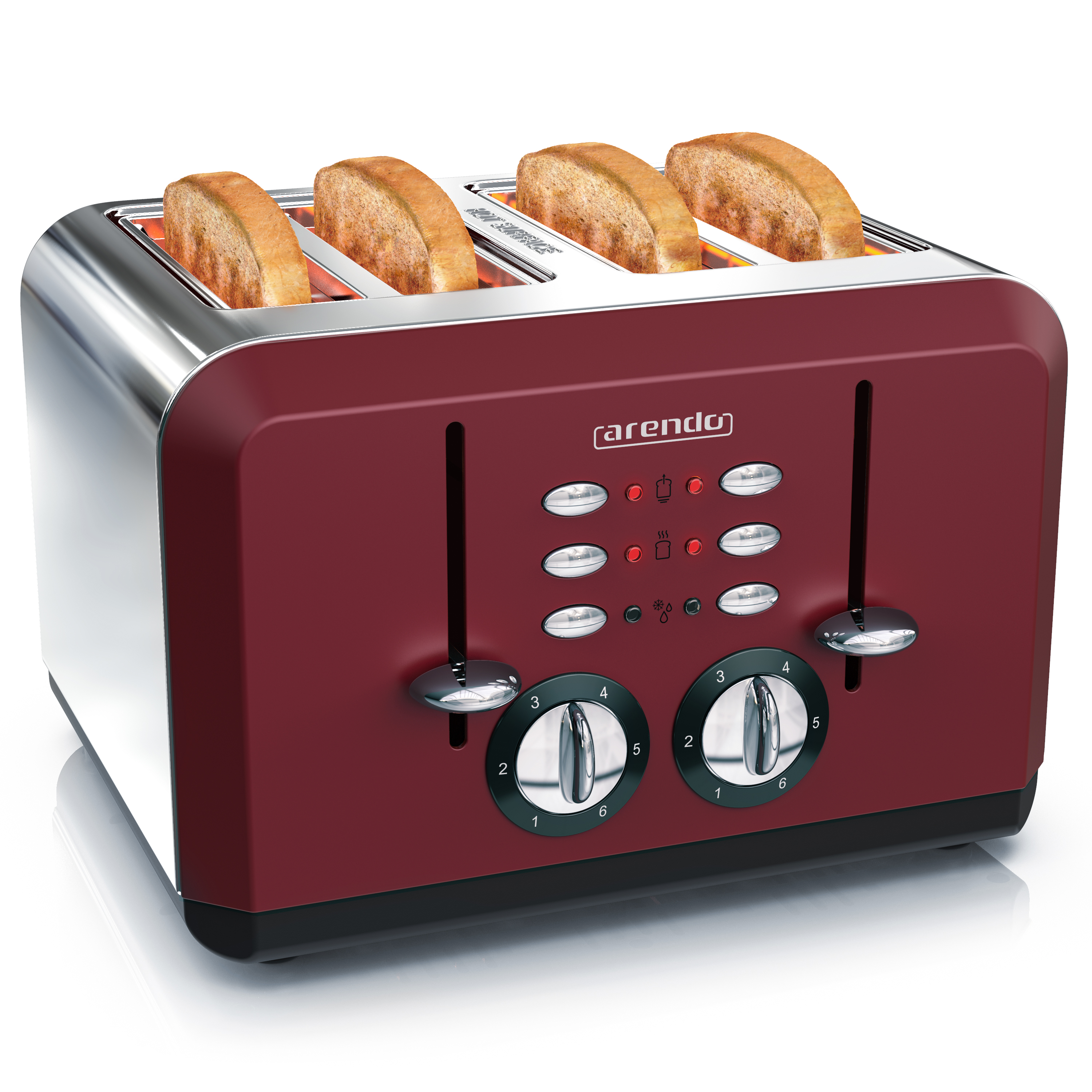 ARENDO 4-Scheiben Toaster rot (1630 Watt, Schlitze: 4) | MediaMarkt