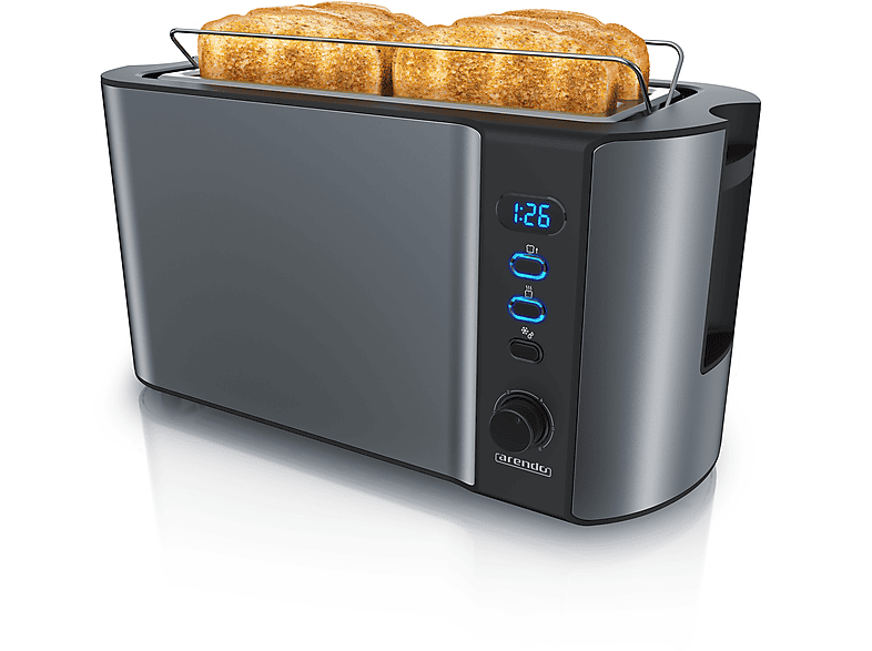 ARENDO 4-Scheiben Toaster grau/schwarz (1500 Watt, Schlitze: 2)
