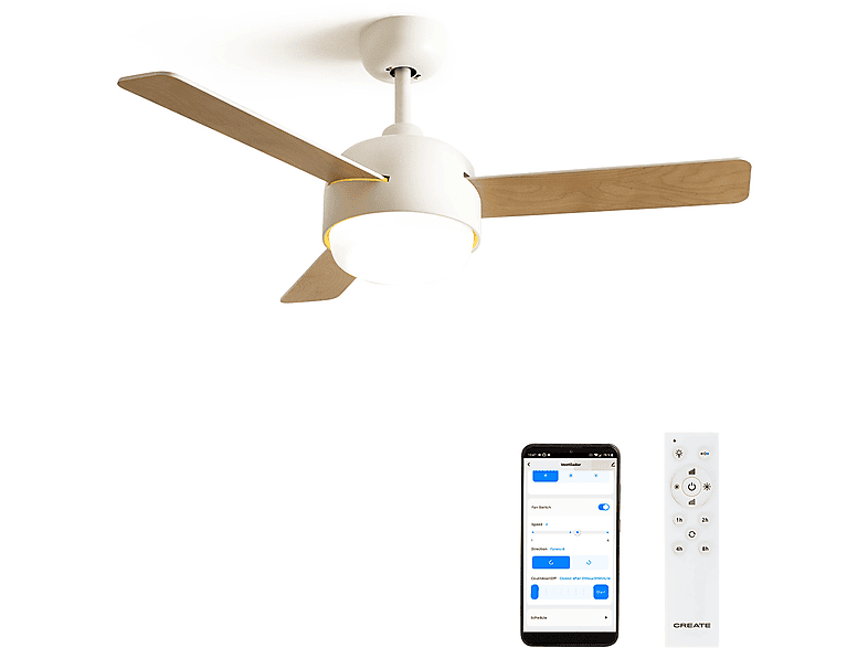 Ventilador de techo - CREATE WIND BALL con luz con wifi