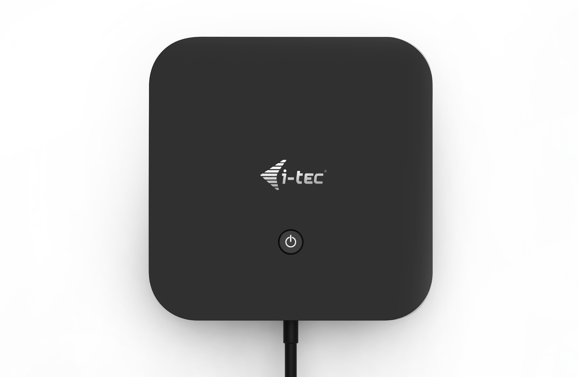 A black square device with the i-tec logo and a power button on a white surface.