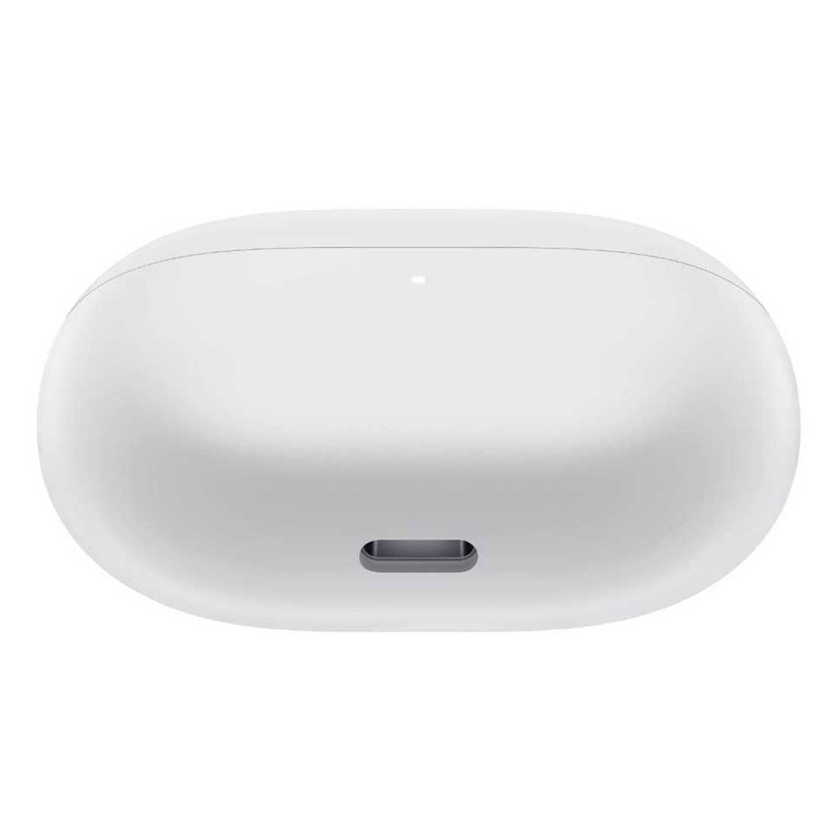 Białe, owalne etui ładujące. Port ładowania jest widoczny na dole.