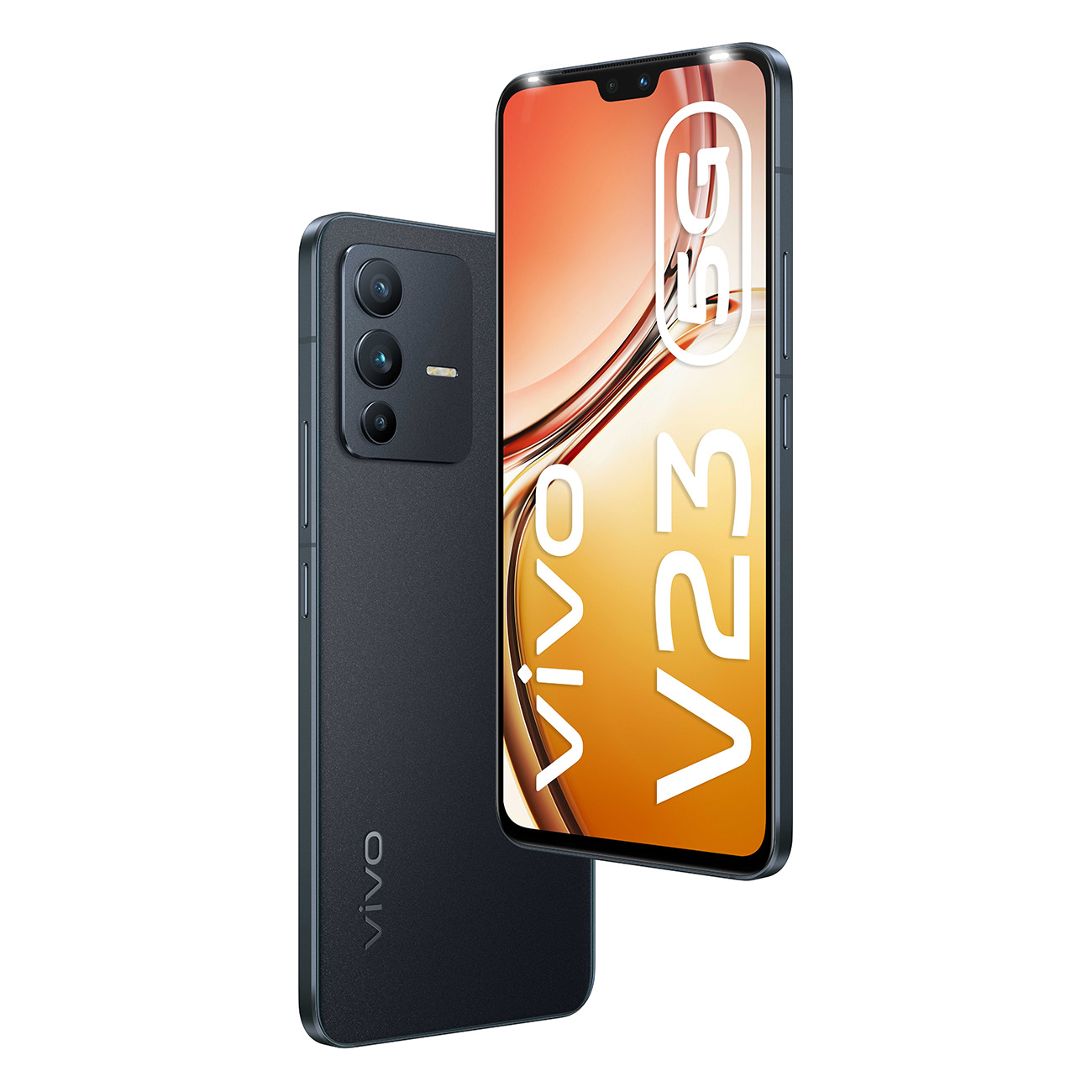 Due telefoni neri con il logo Vivo V23 5G sullo schermo anteriore.