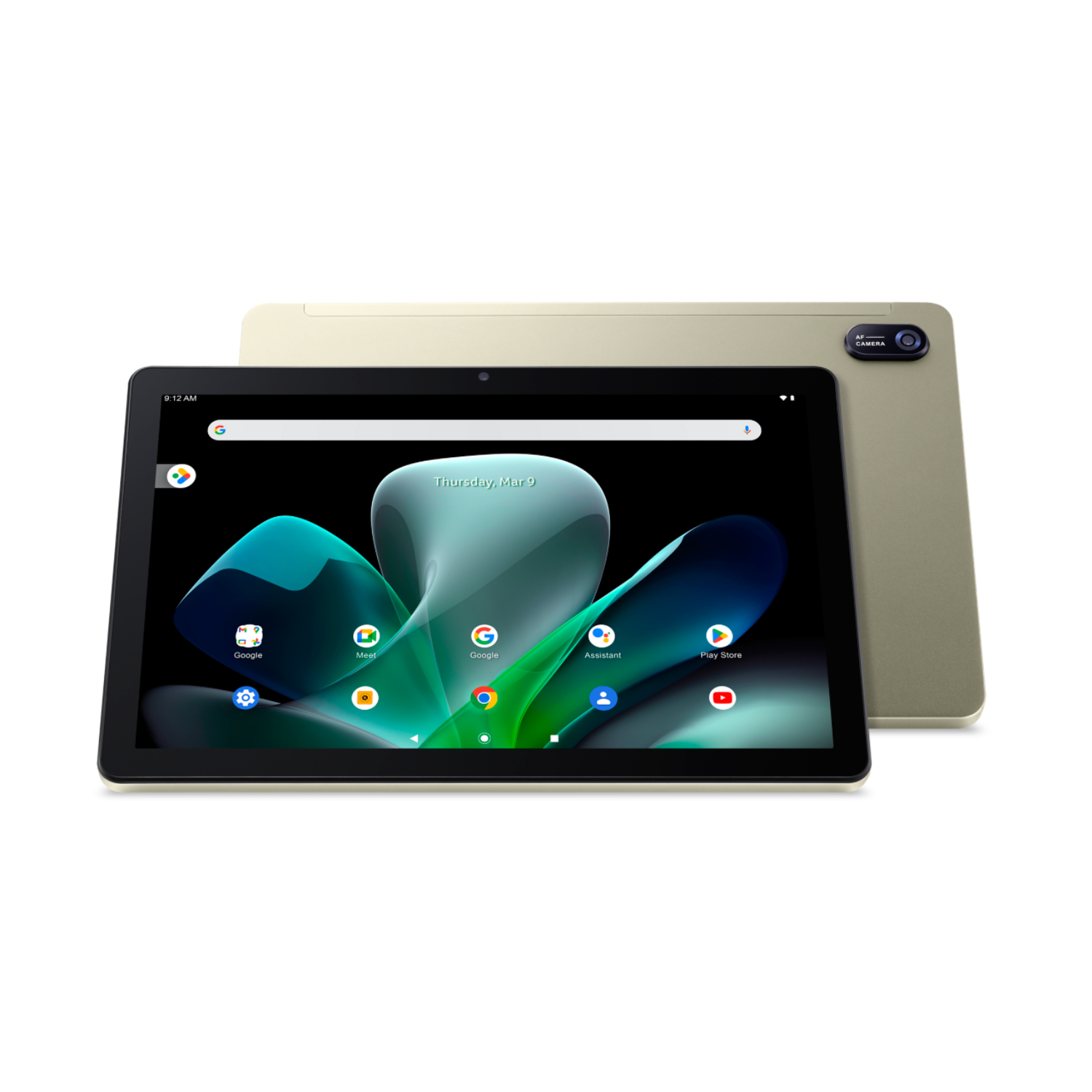 Un tablet con touchscreen, che mostra una schermata iniziale. Un secondo tablet sullo sfondo.