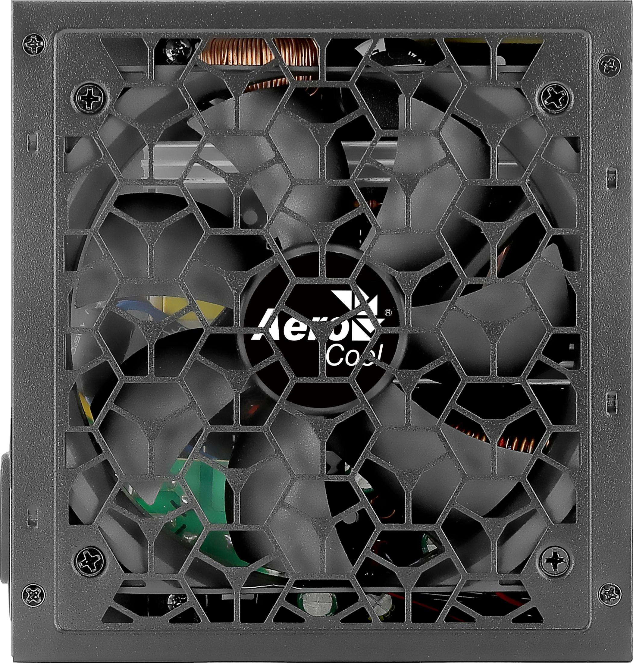 Ventola per computer nera con griglia protettiva.