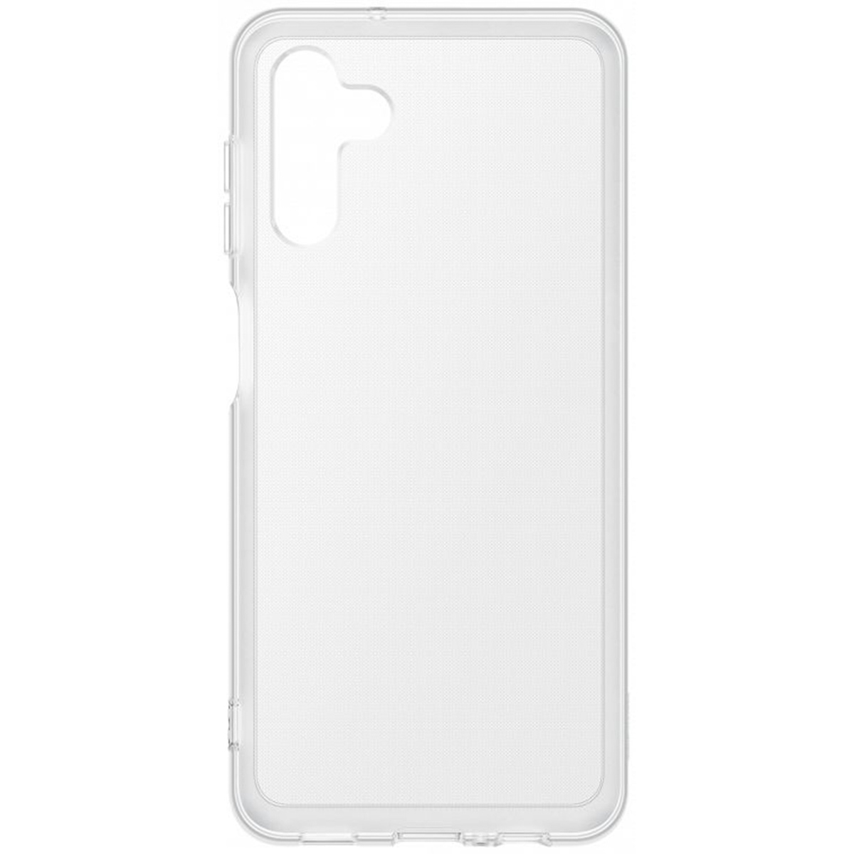 Una funda de teléfono transparente con un diseño sencillo, sobre un fondo blanco.