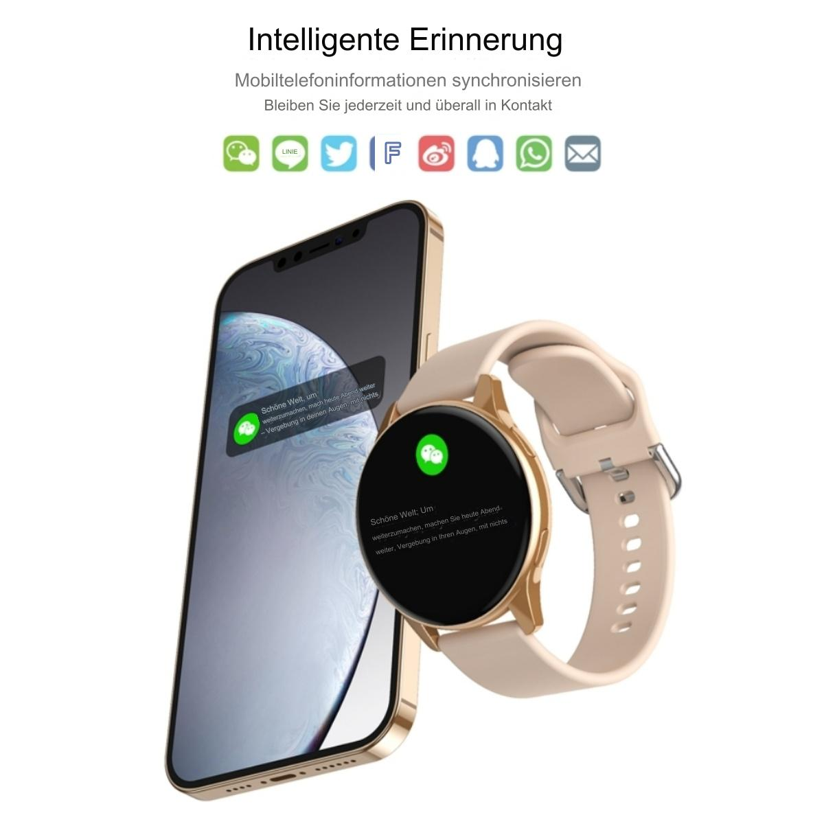 Eine Smartwatch und ein Telefon mit angezeigten Benachrichtigungen.