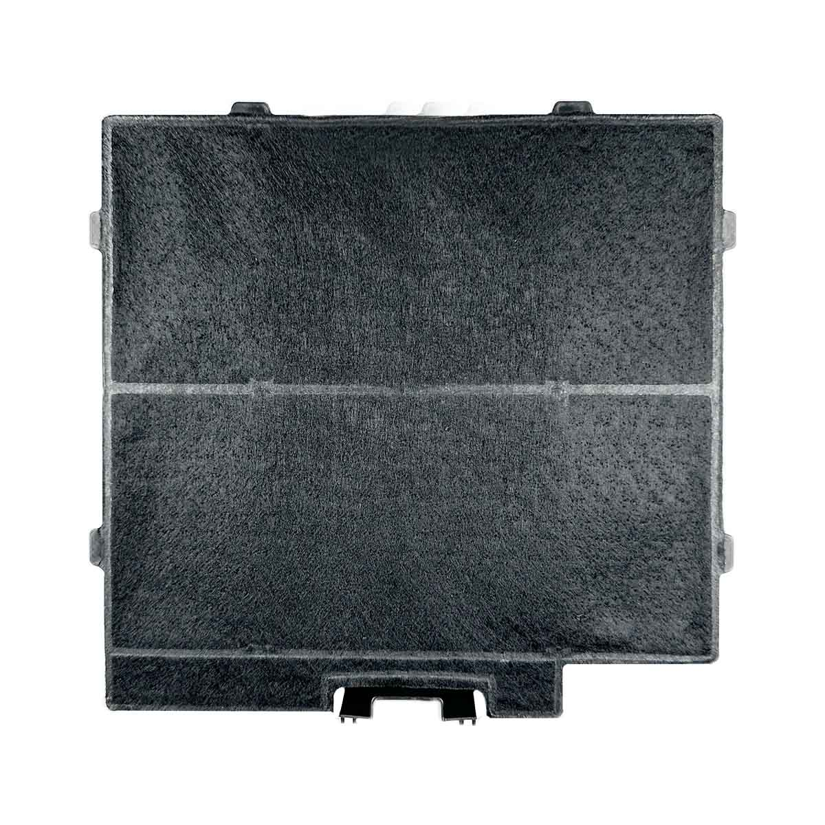 Ein schwarzer rechteckiger Filter mit Gittermuster, zur Luftreinigung bestimmt.