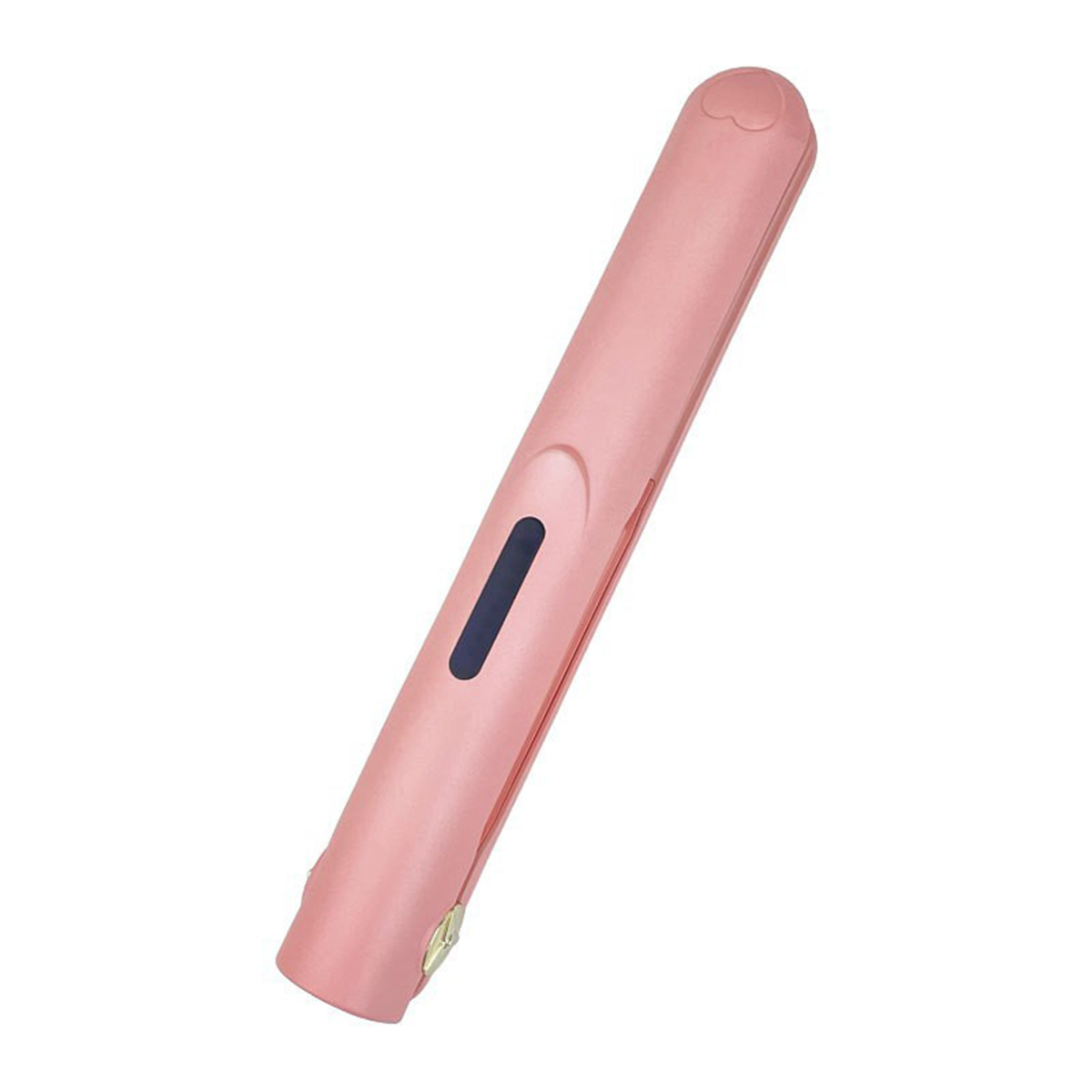 Pinker Haarglätter mit langem Körper und kleinem schwarzen Bildschirm.