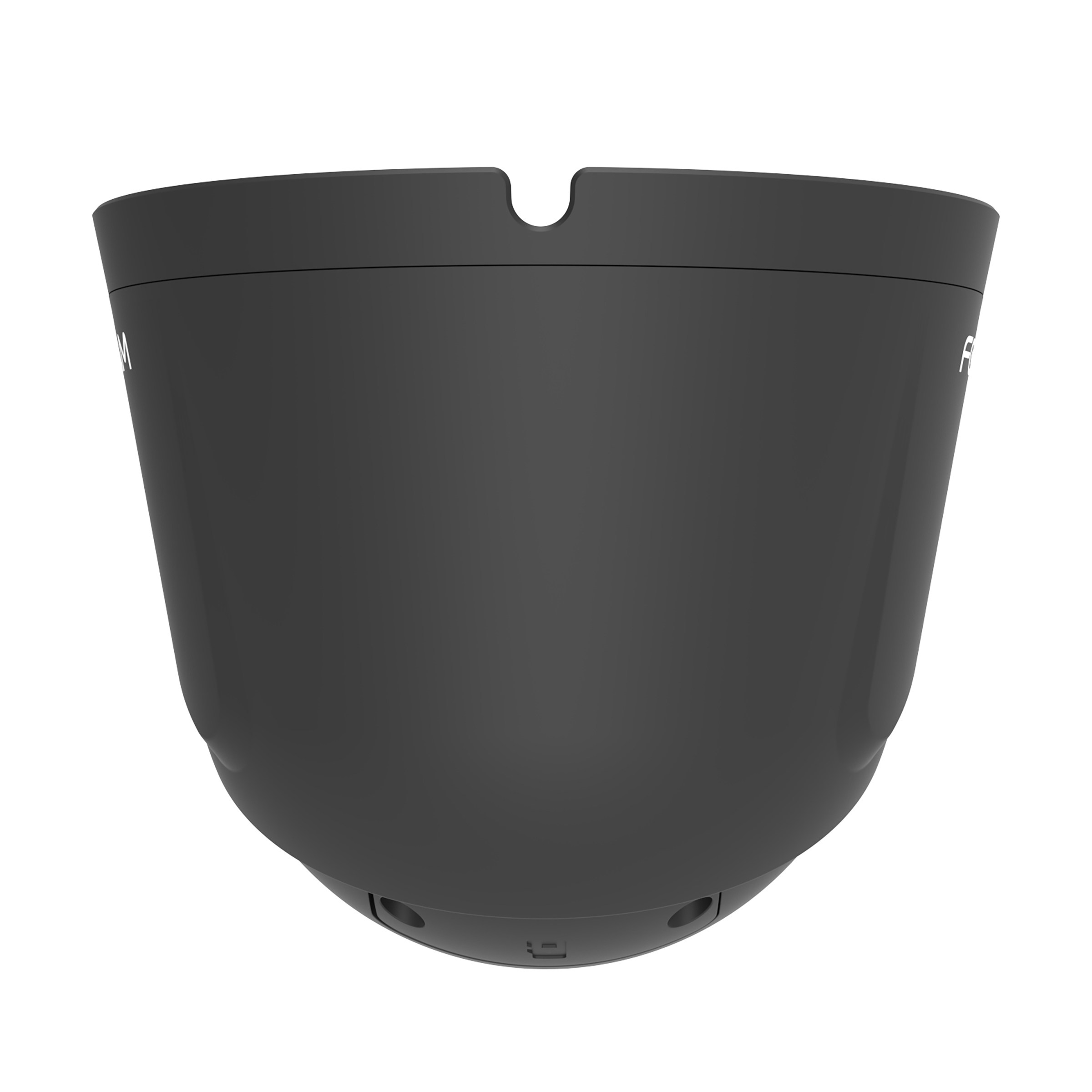 Black Foscam security camera dome. It has a round shape with a smooth surface.