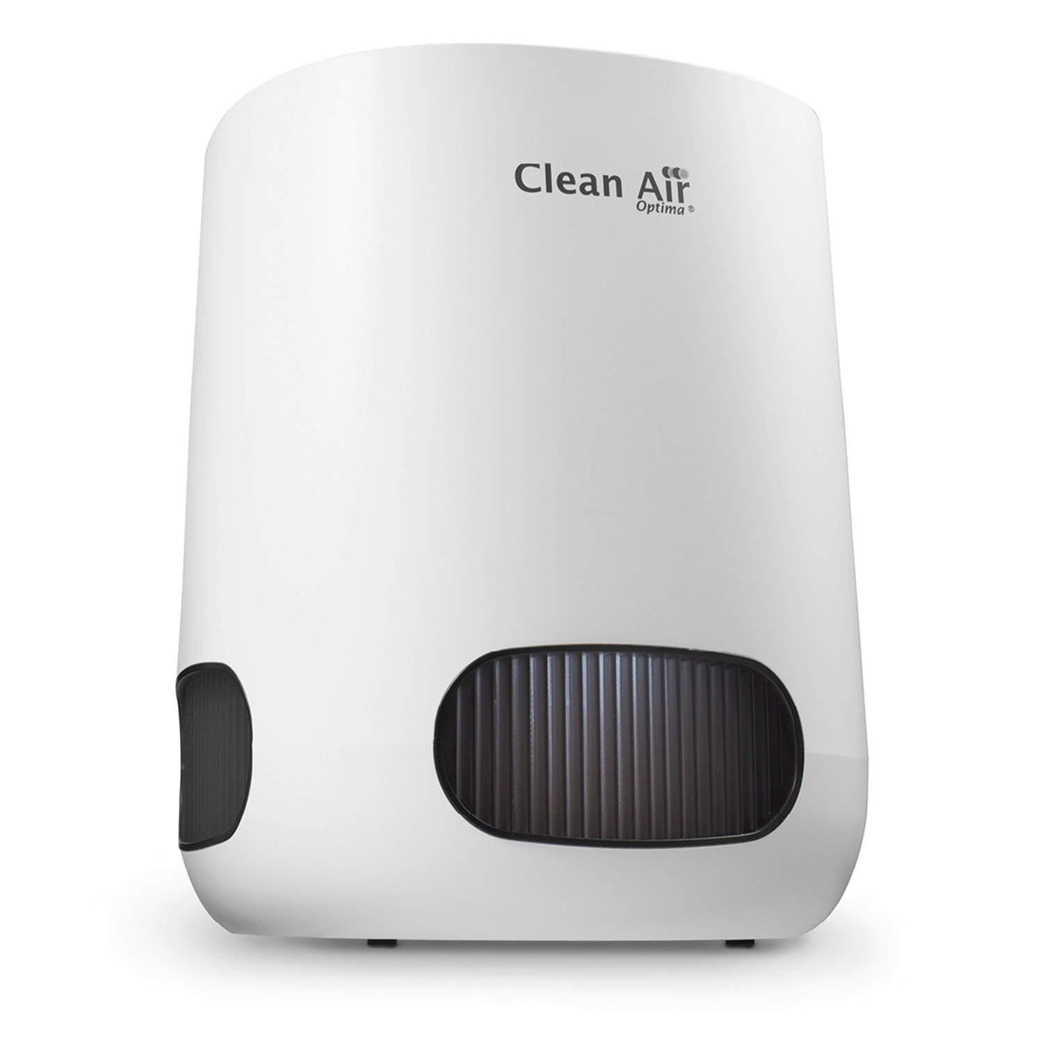 White air purifier with a black grille, with the words 'Clean Air Optima' on its front.