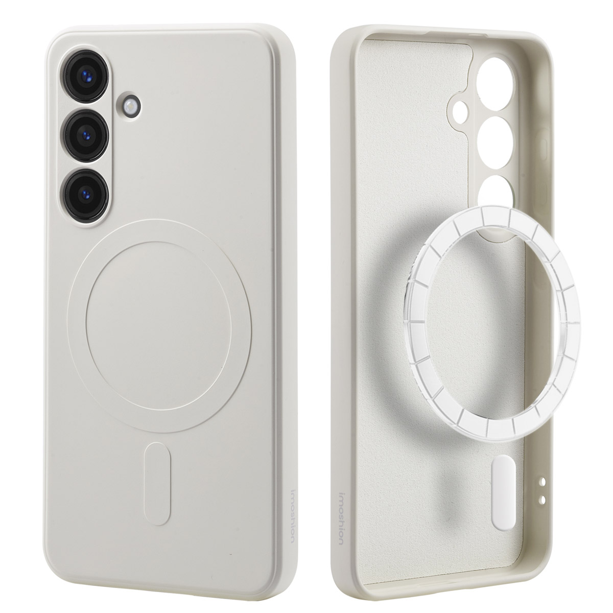 Witte telefoonhoes met een magnetische ring.