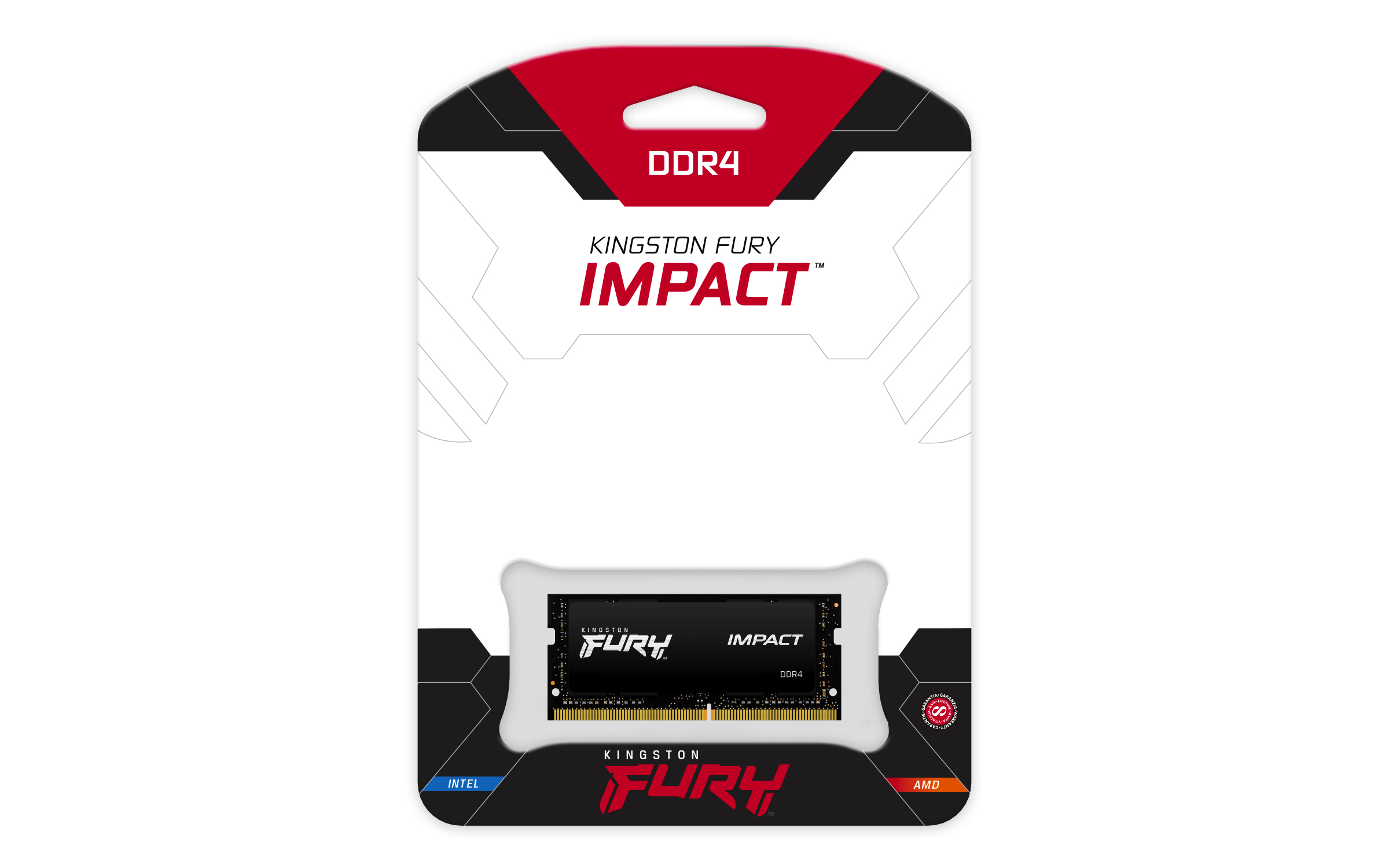 Opakowanie kości RAM z marką Kingston FURY IMPACT i etykietą DDR4.