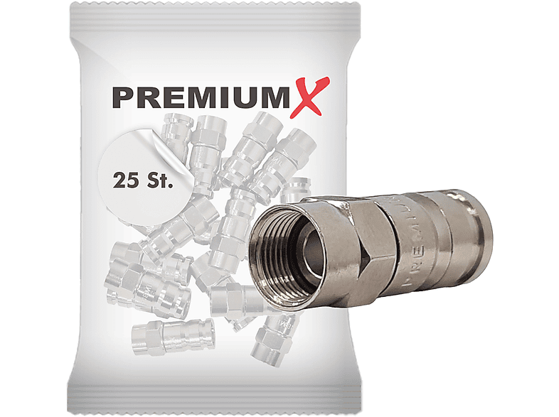50x F-Kompressionsstecker XCon G3 7,5mm SAT Koaxial Kabel Kompression F- Stecker