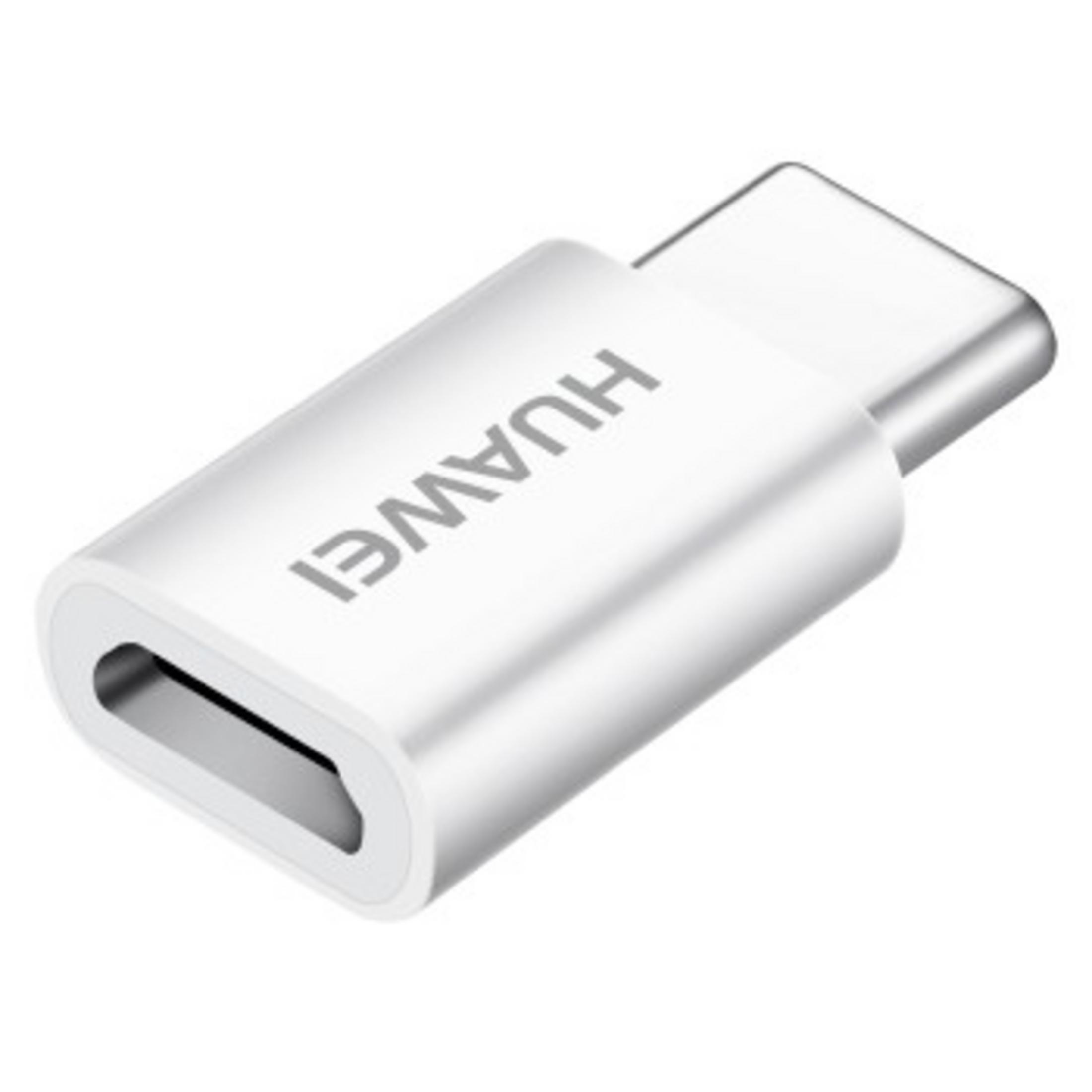 Adaptador USB-C a USB blanco con HUAWEI impreso.