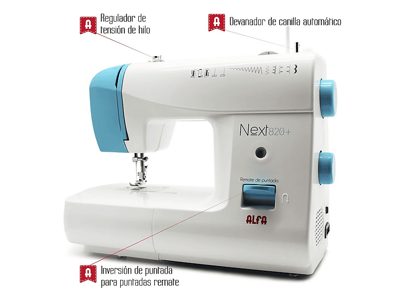 Máquina de coser | NEXT 820+ ALFA, Blanco y azul | MediaMarkt