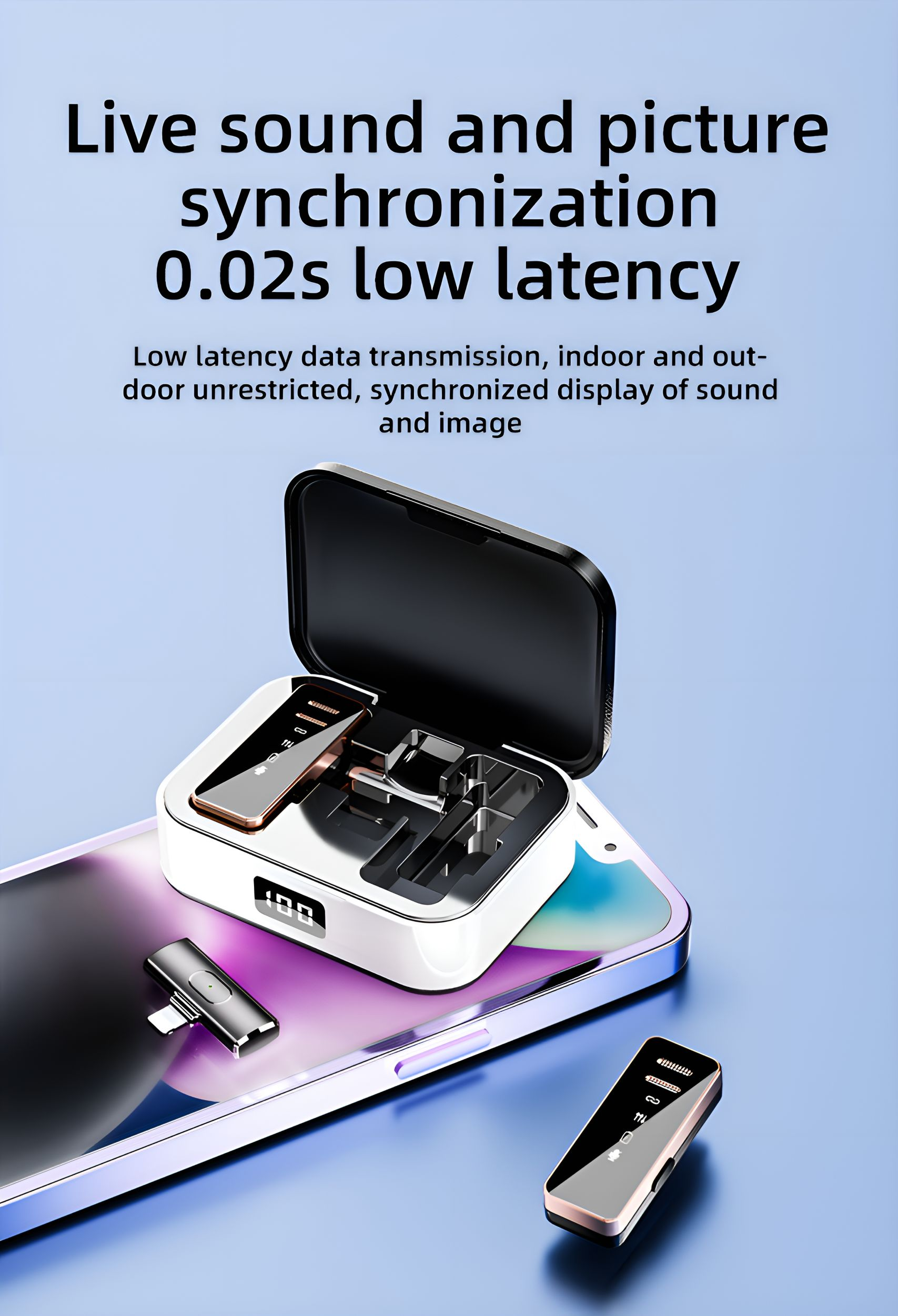 Ein Telefon mit zwei Geräten oben drauf. Die Geräte sehen aus wie kleine Mikrofone. Der Hintergrund ist verschwommen.