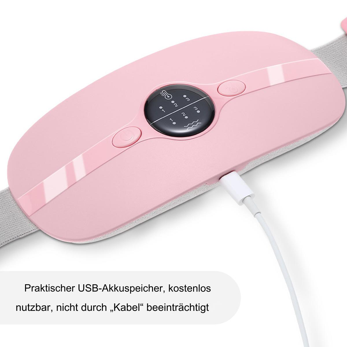 Rosa Gerät mit Ladekabel. Text auf Deutsch vorhanden.