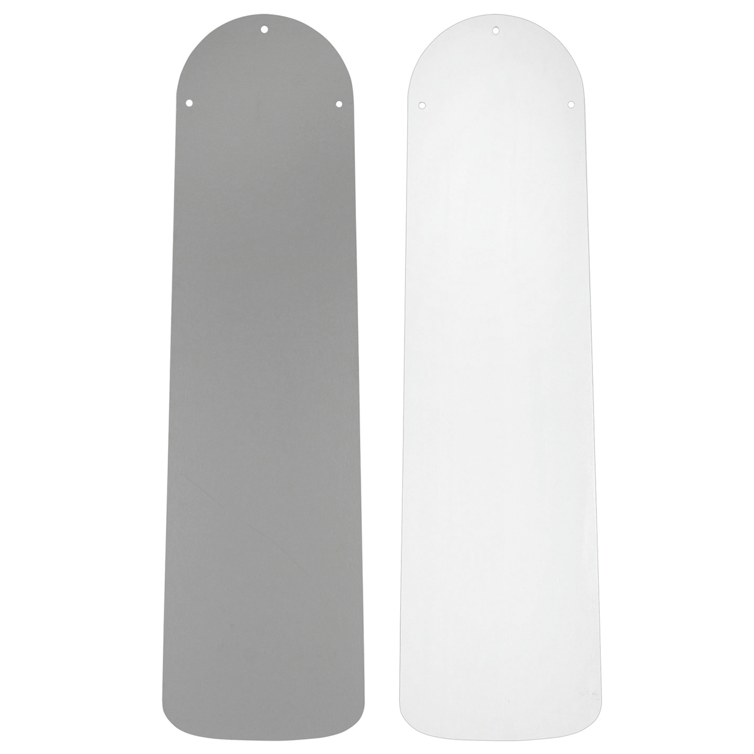 Dwa skrzydła wentylatora. Jeden jest szary, drugi biały. Izolowane na białym tle.