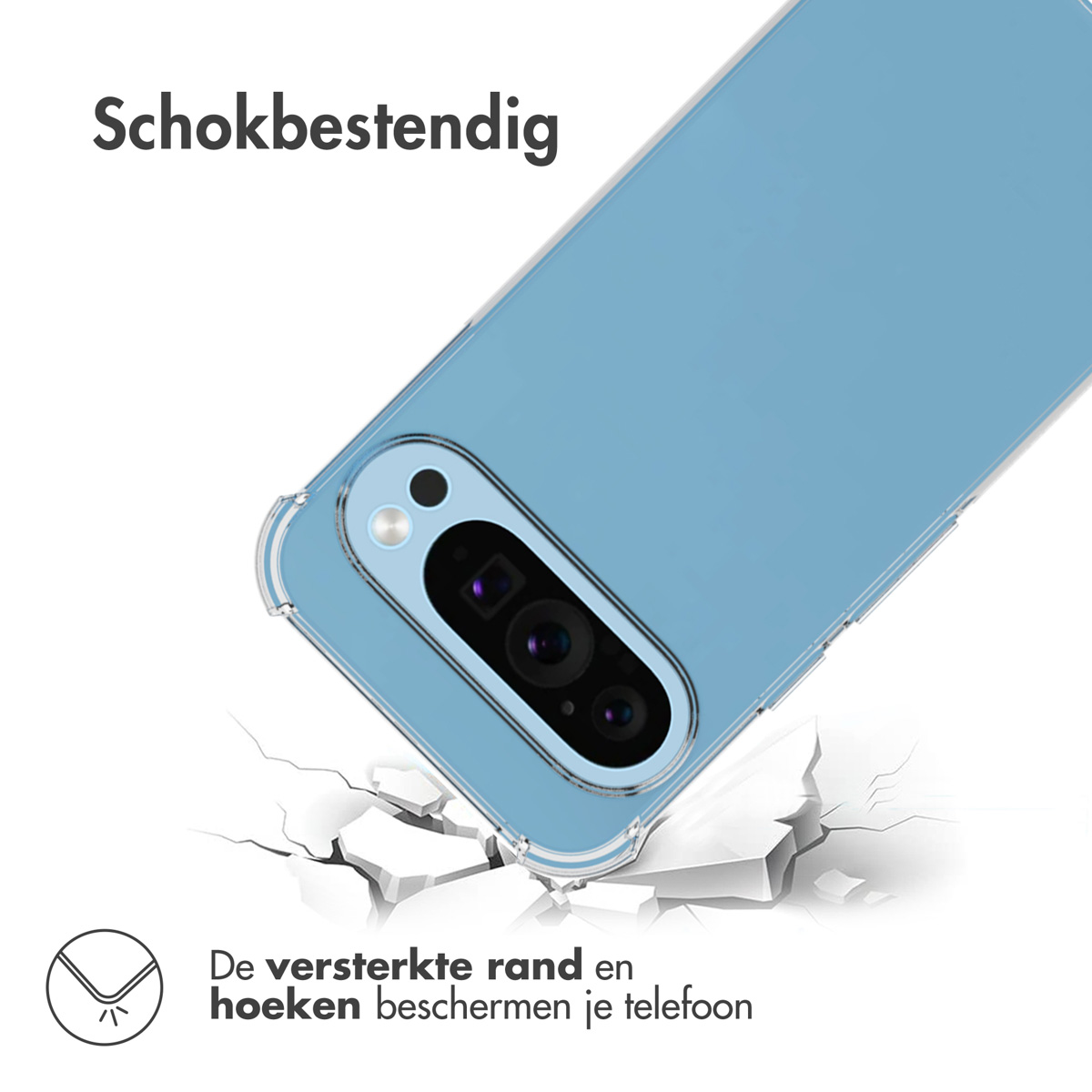 Eine blaue Handyhülle. Sie fällt und prallt auf eine Oberfläche, dargestellt durch Risse.
