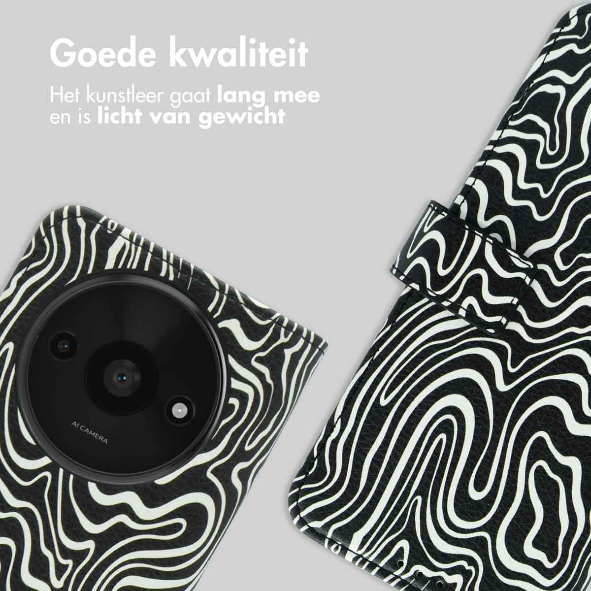 Telefoon met zwart-wit zebraprint hoesje, met AI-camera.