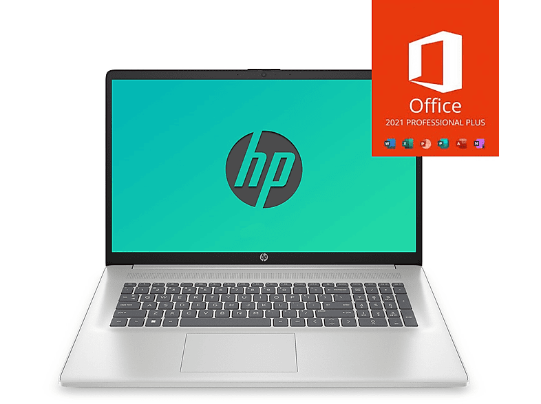 HP 17-CN31 mit MS Office 2021 Pro Dauerlizenz, Notebook, mit 17,3 Zoll ...