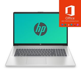 HP 17-CN31 mit MS Office 2021 Pro Dauerlizenz, Notebook, mit 17,3 Zoll Display, Intel® Core™ i7,1355U Prozessor, 64 GB RAM, 500 GB SSD, Intel® Iris® Xe, Silber, Windows 11 Pro (64 Bit)