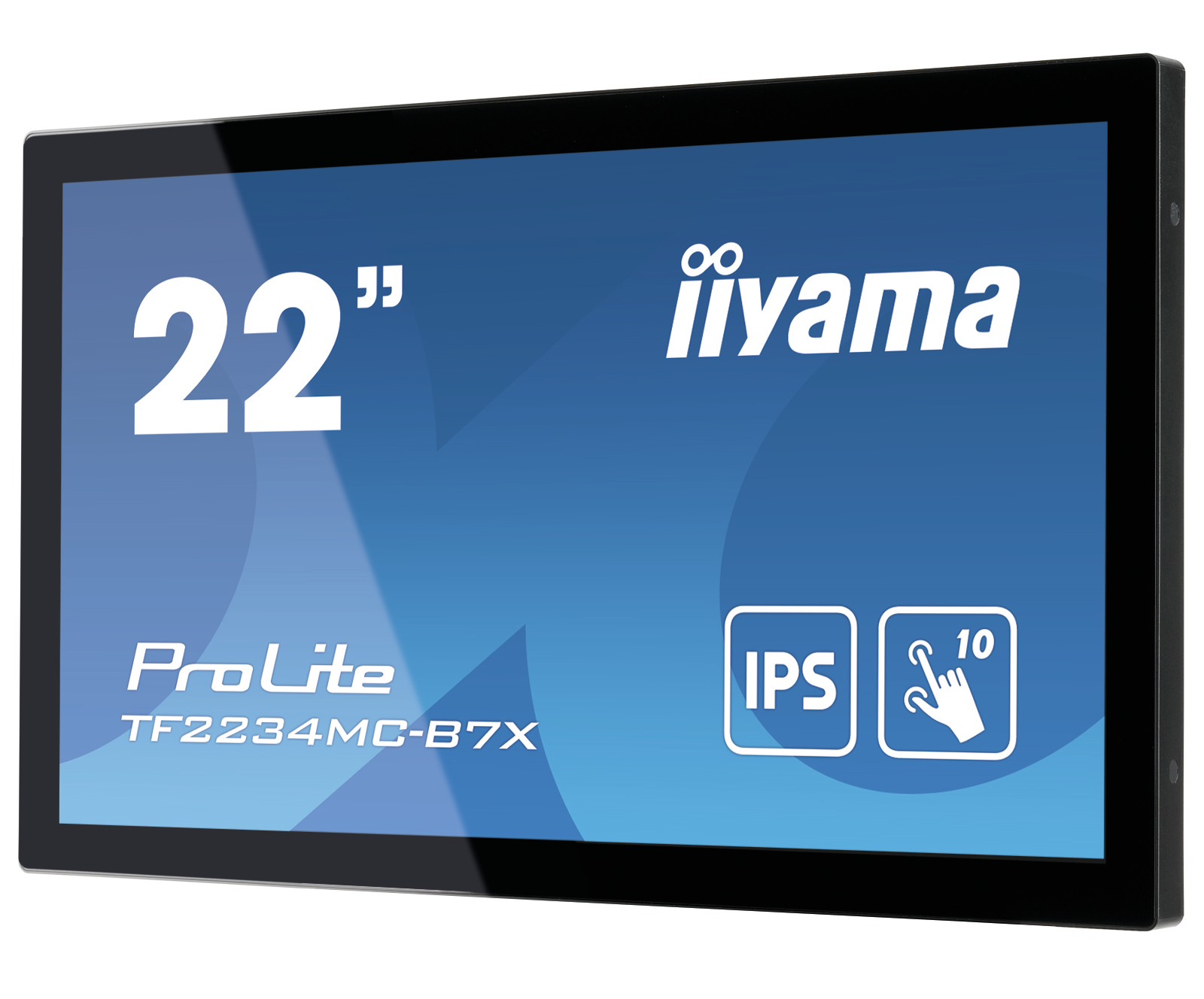 22-calowy czarny monitor iiyama. Tekst na ekranie zawiera 'ProLite' i 'IPS'.