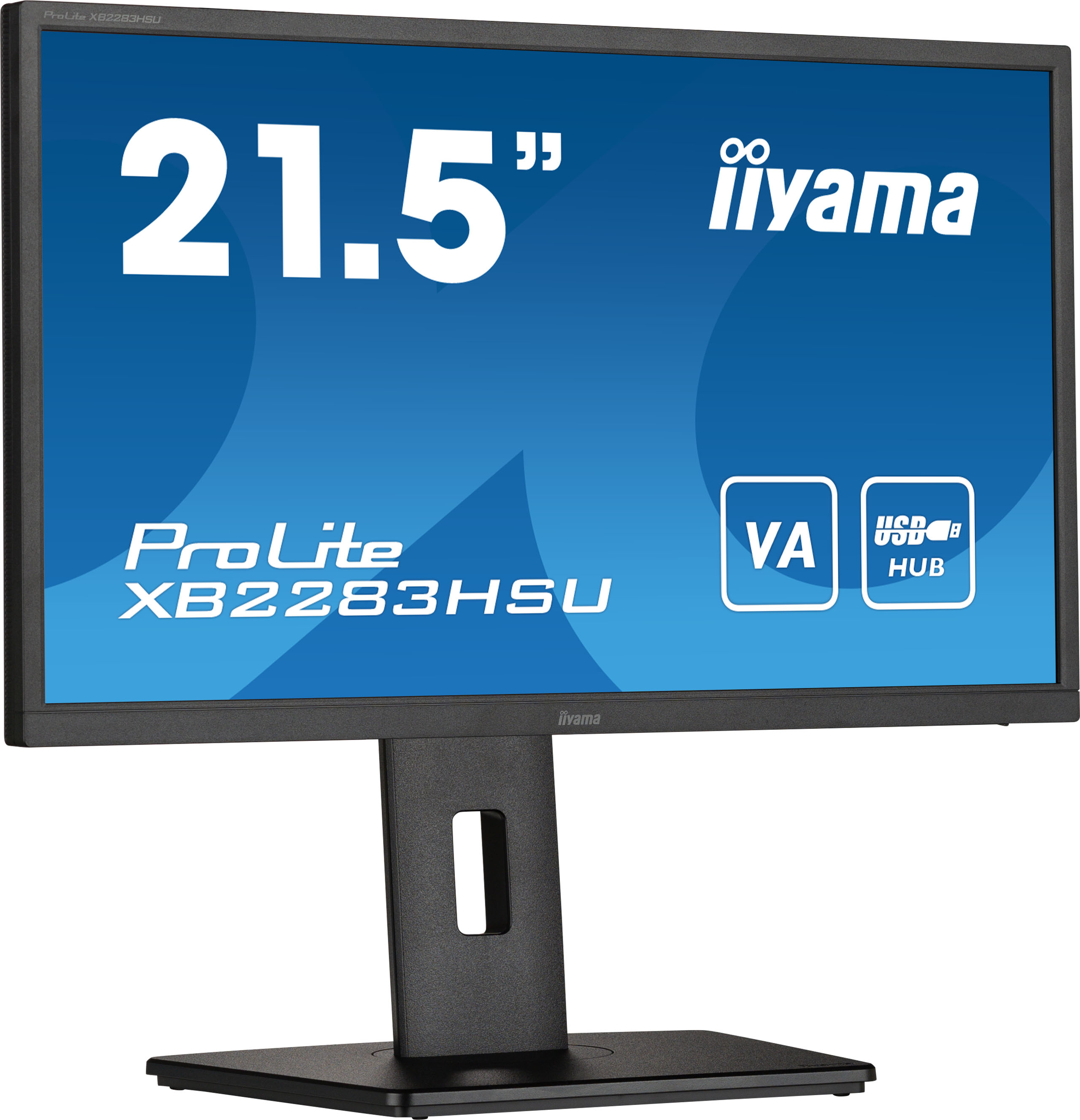 Monitor da 21,5 pollici. Supporto nero, marchio iiYama, modello ProLite XB2283HSU e pannello VA.