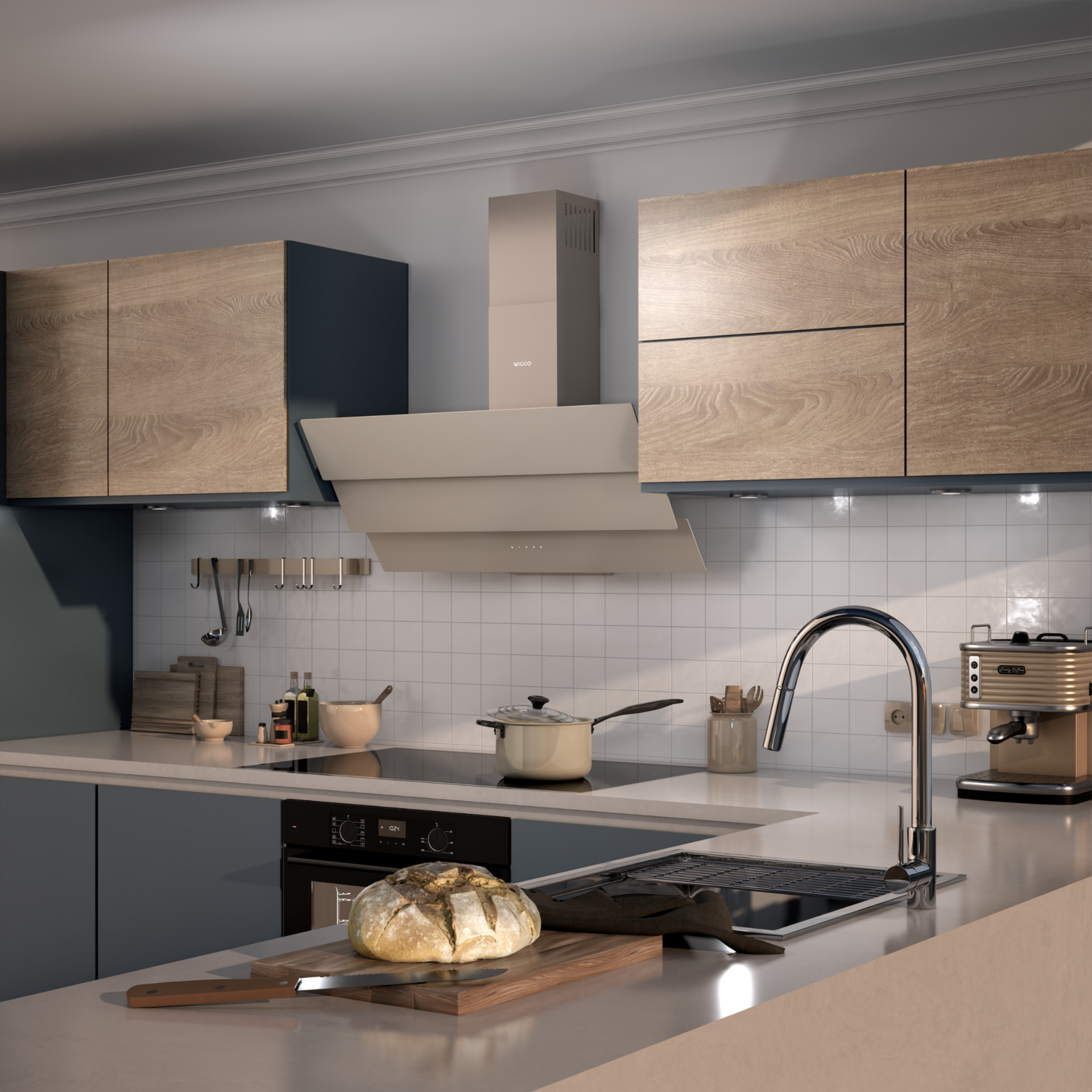 WIGGO  WE-D933G(C) Hotte fixation murale - Largeur 895 mm - 405 m³/h