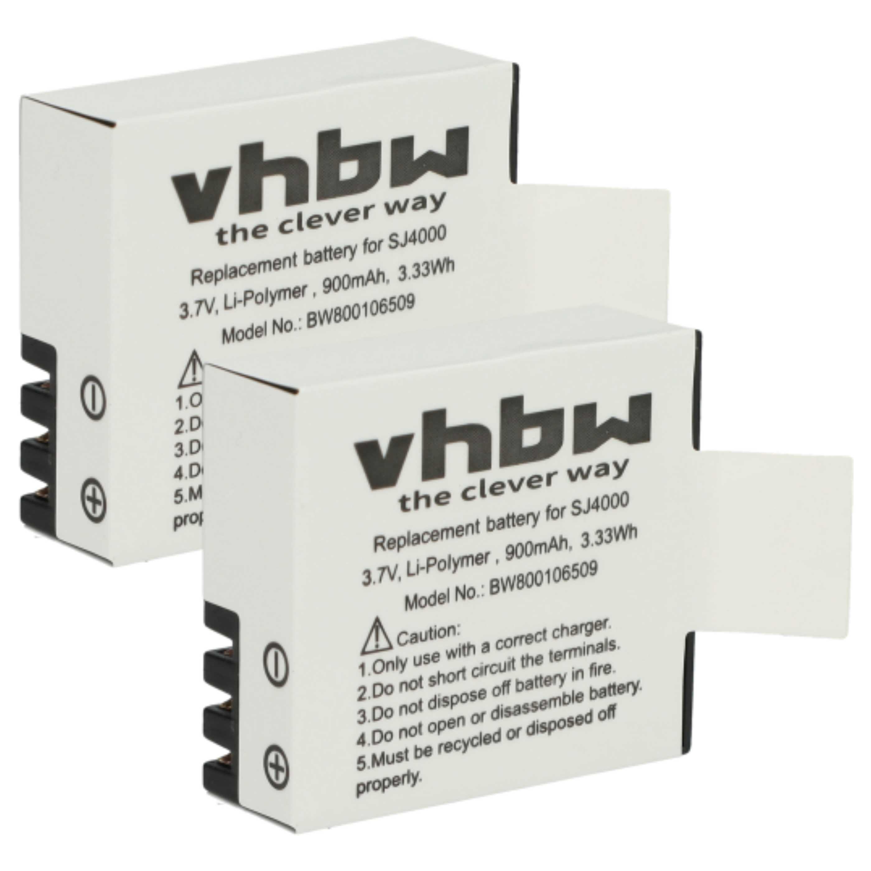 Zwei weiße vhbw-Batterieboxen mit Anweisungen auf der Vorderseite.