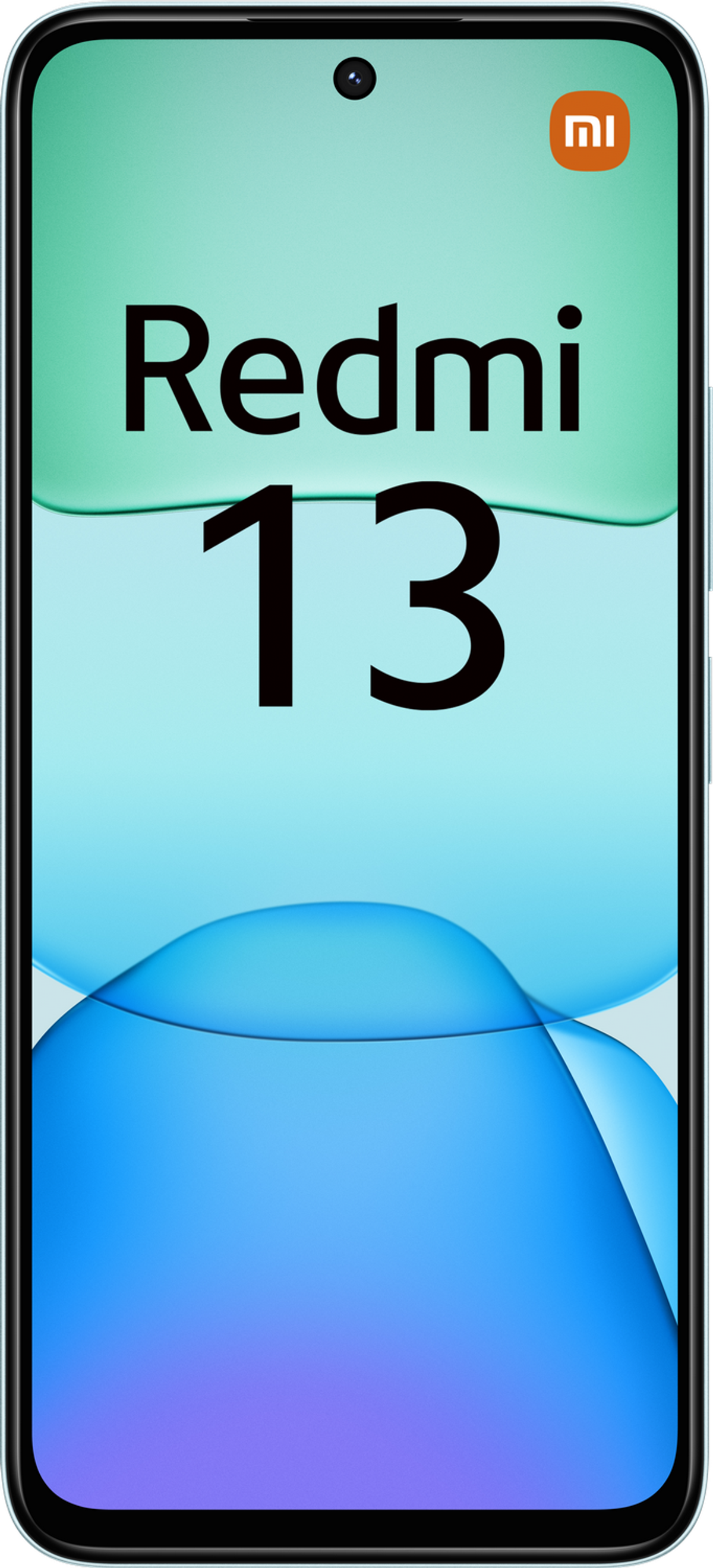 Un smartphone con el texto 'Redmi 13' y una pantalla colorida.