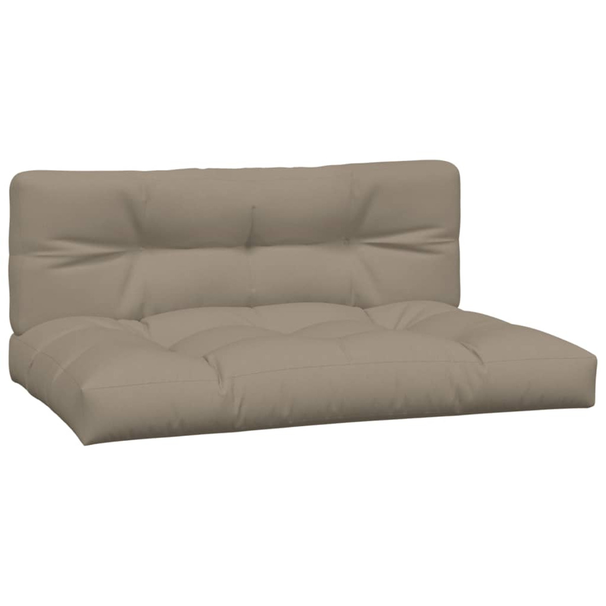 Ein hellbraunes Outdoor-Sofakissen mit getuftetem Design, isoliert auf weißem Hintergrund.