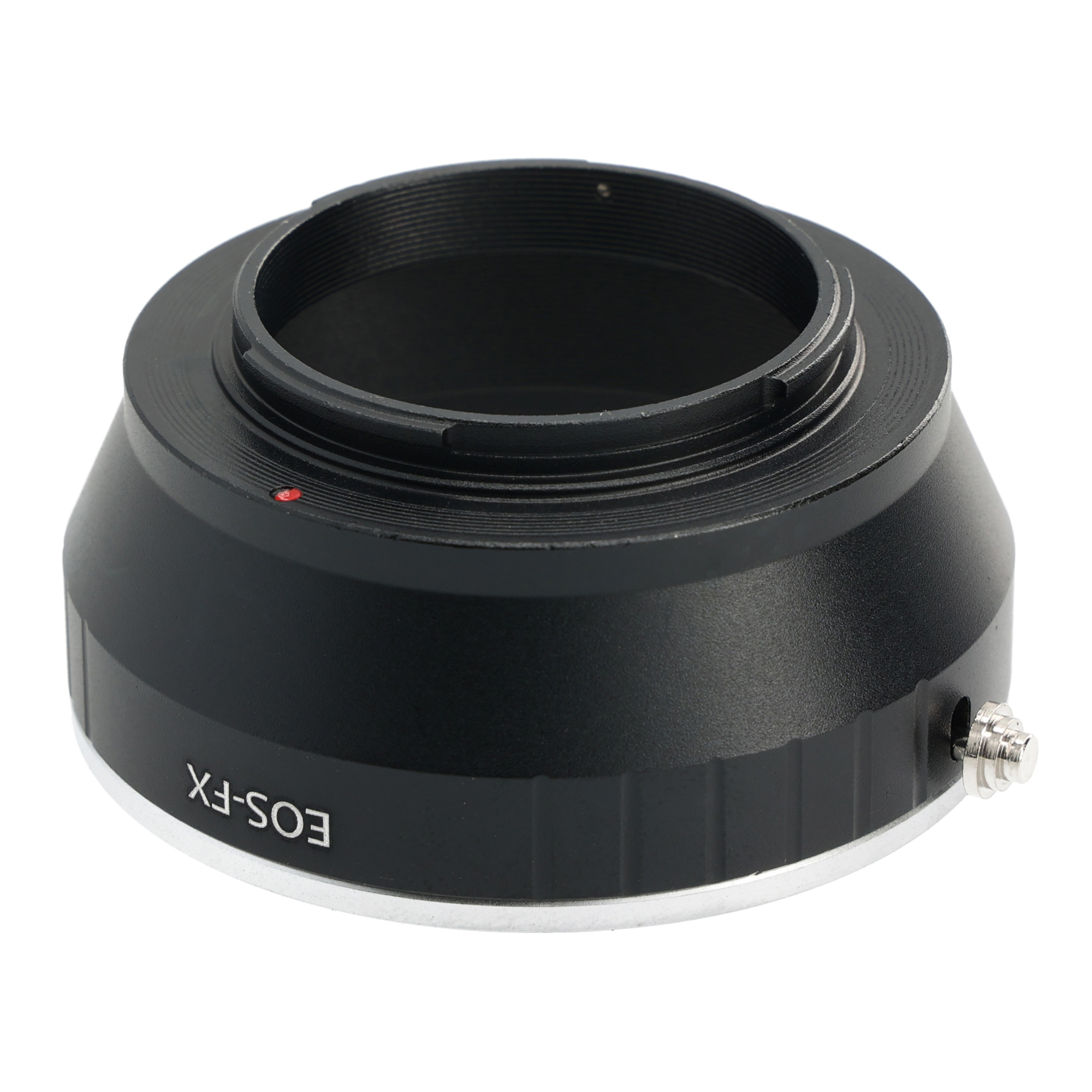 Ein schwarzer Objektivadapter mit EOS-FX-Kennzeichnung.
