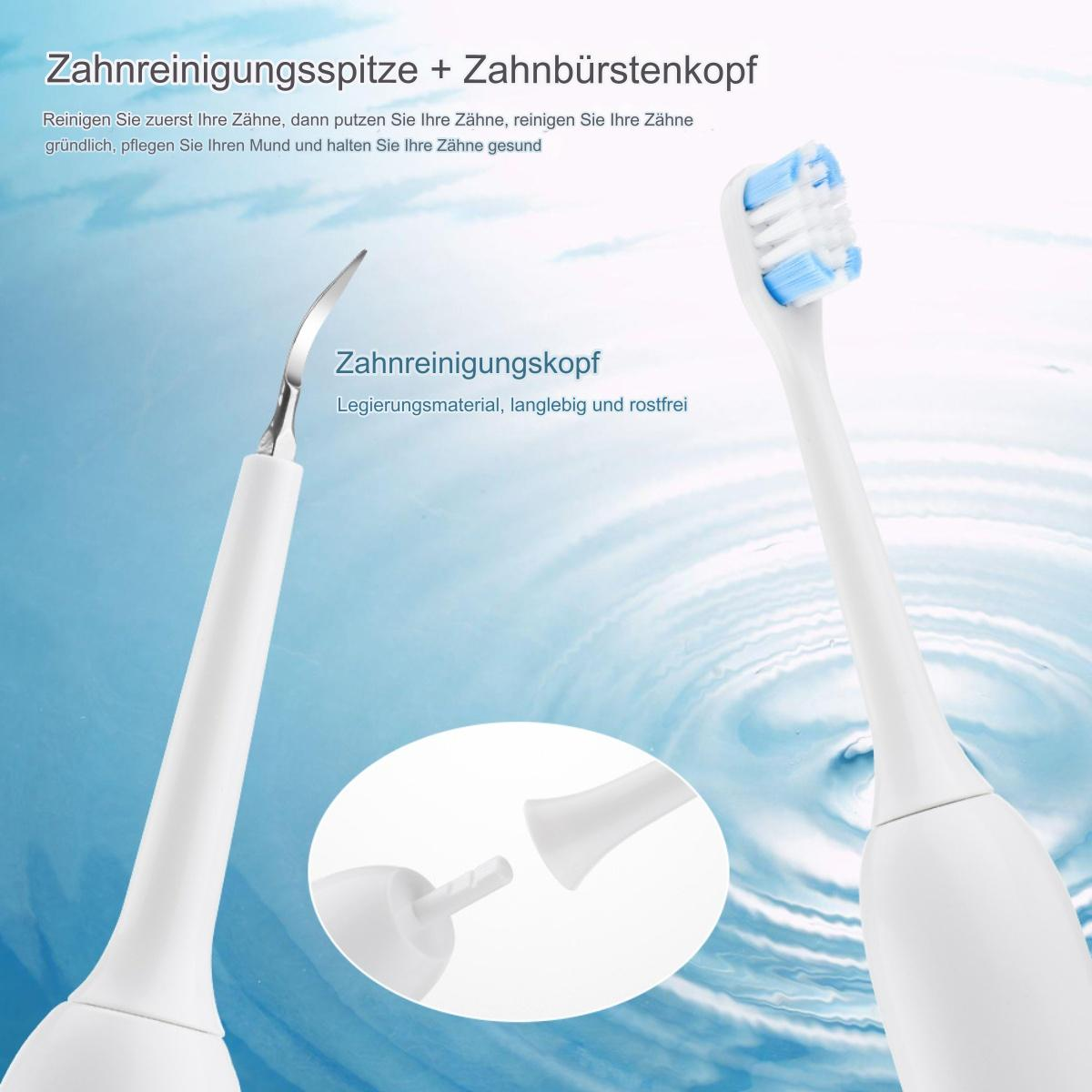 Zwei Zahnreinigungswerkzeuge, eine Bürste und die Bestandteile der Bürste.