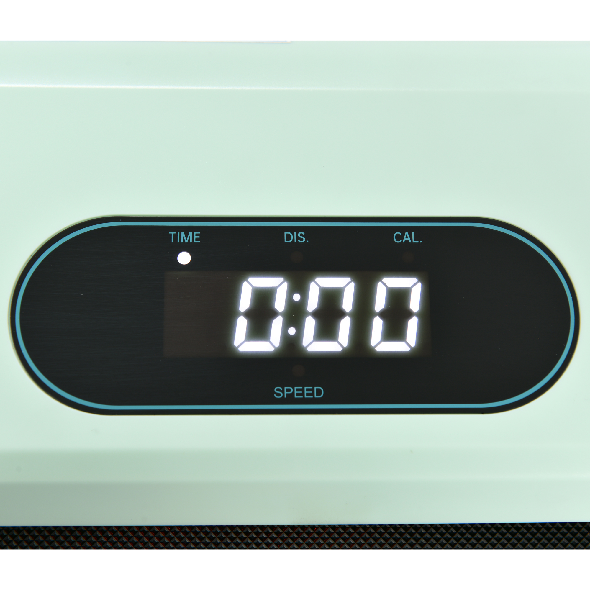 Nahaufnahme eines Digitaldisplays mit Zeit, Distanz und Kalorien.