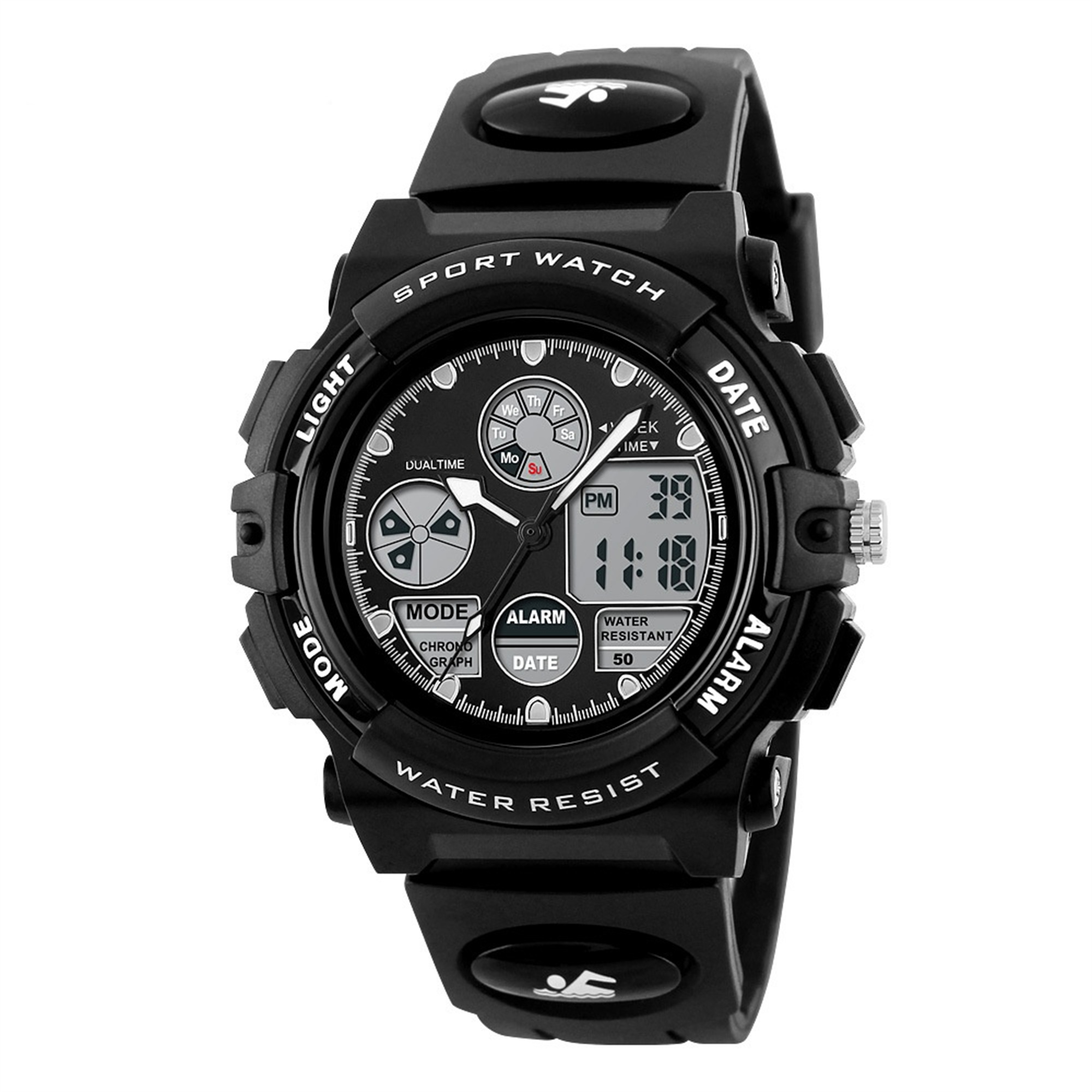 YEMASTER Kinder Digitaluhr – Wasserdicht, Nachtleuchtend, Stoßfest, für  Jungen und Mädchen Kinder Digitaluhr PU-Kunststoff, Schwarz