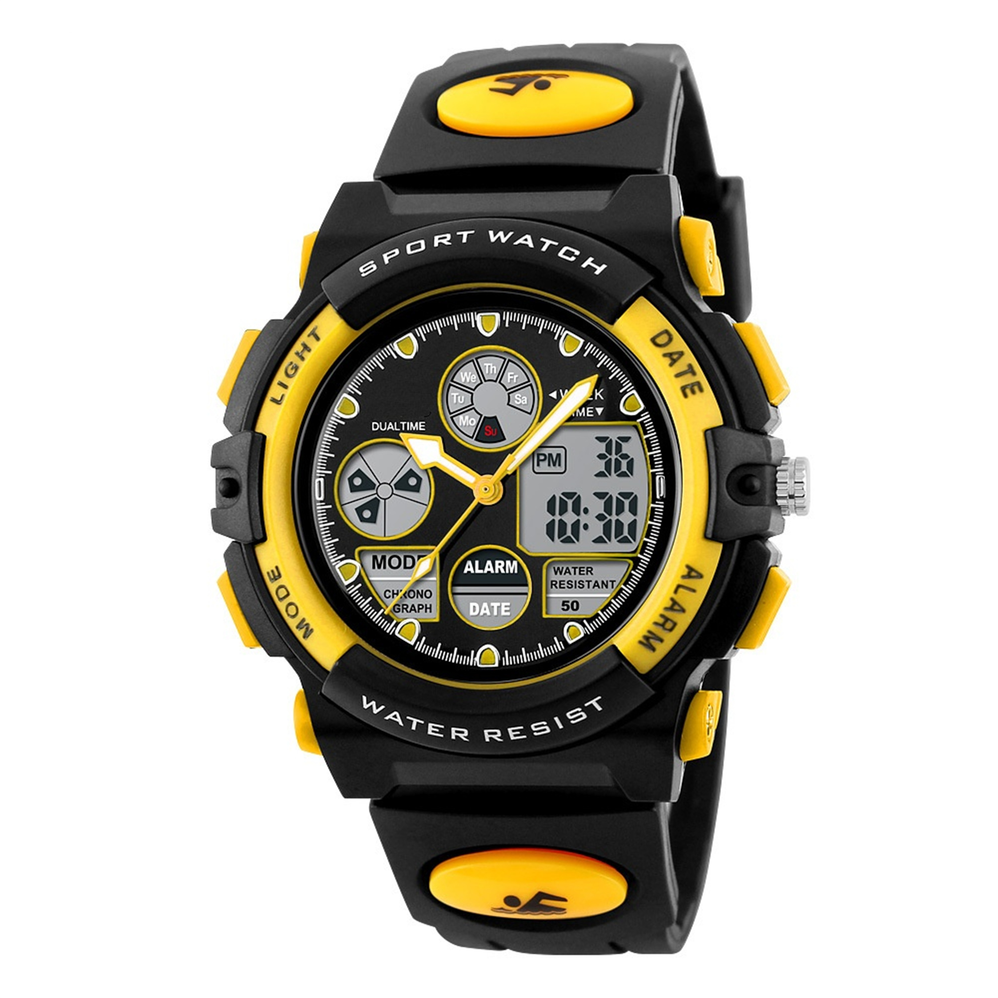 Findtime Digital-Armbanduhr Für Kinder – Wasserdicht 5 ATM, Mit Stoppuhr, Wecker, Kalender & LED-Licht | Stoßfest, In Verschiedenen Farben | Für Jungen & Mädchen
