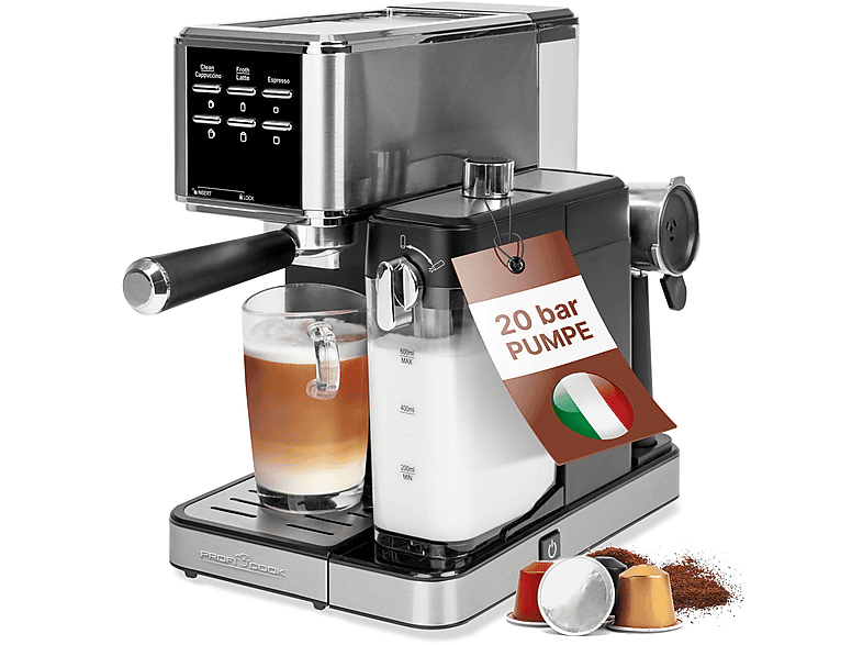 PROFICOOK PC-ES-KA 1266 Esspresso-Siebträgerautomat Silber